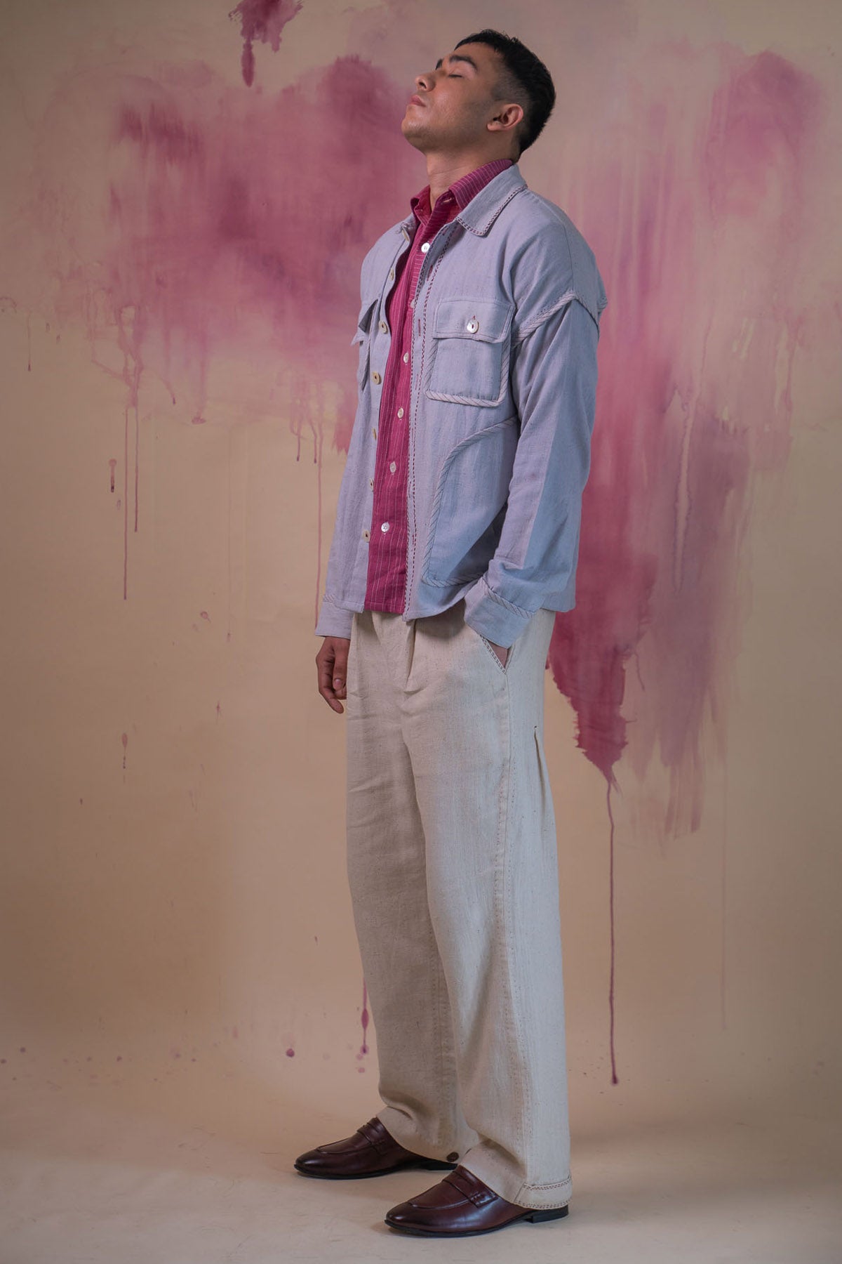 Light Grey Cotton Bomber Jacket