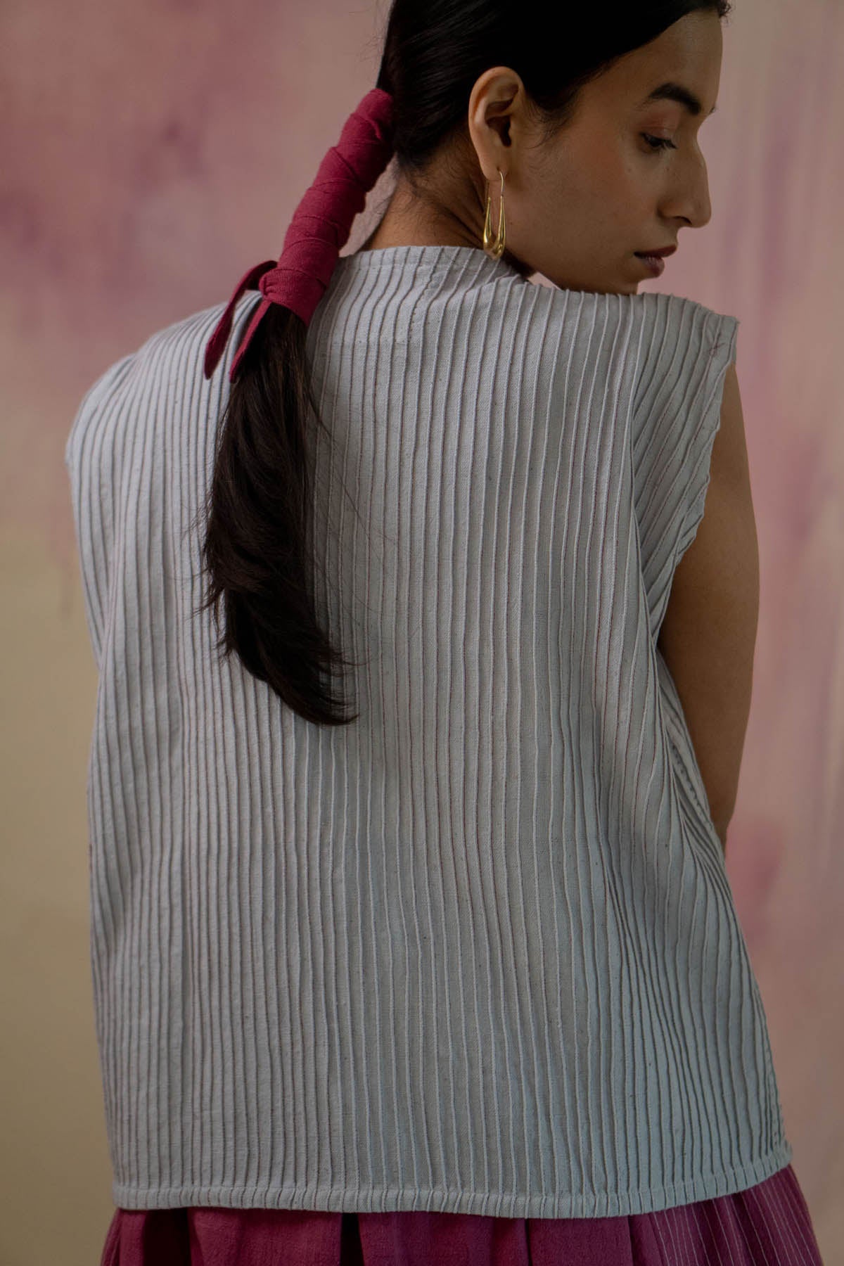 Light Grey Cotton Cropped Vest