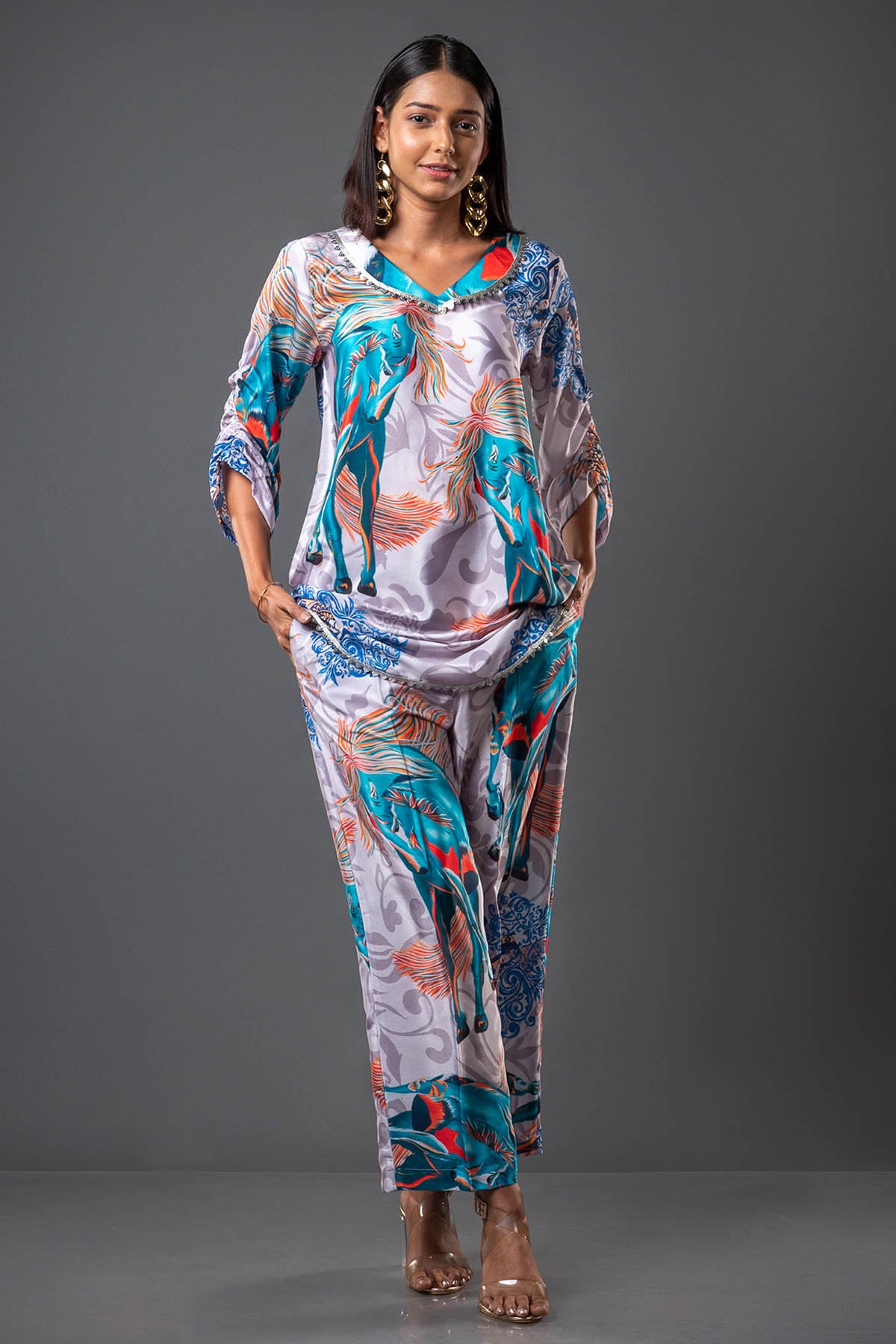 Buy Light Grey Printed Co-ord Set Online