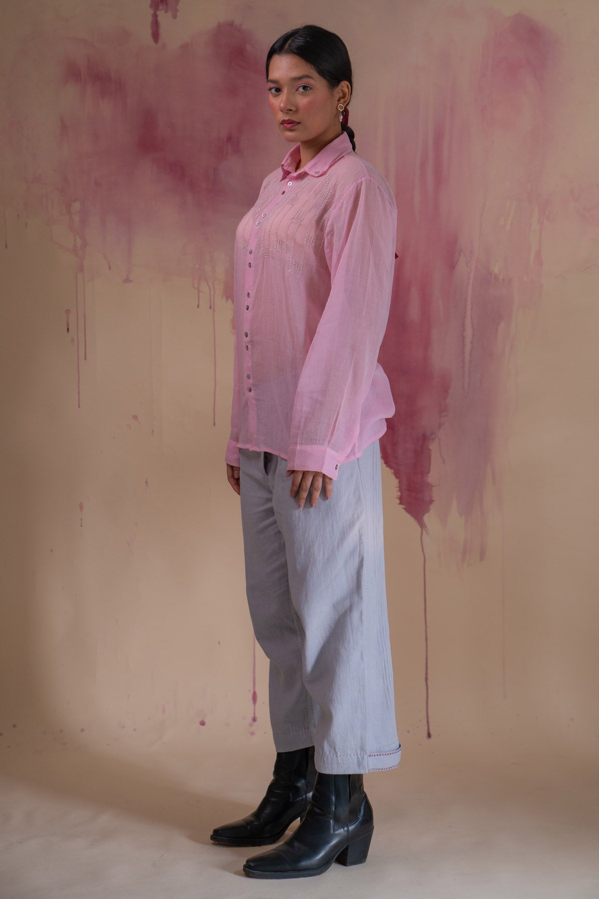 Light Pink Cotton Sheer Shirt