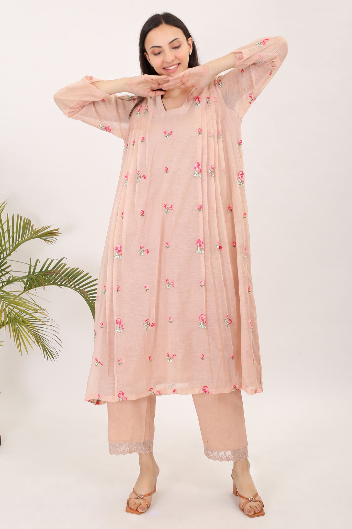 Light Pink Embroidered Kurta Set