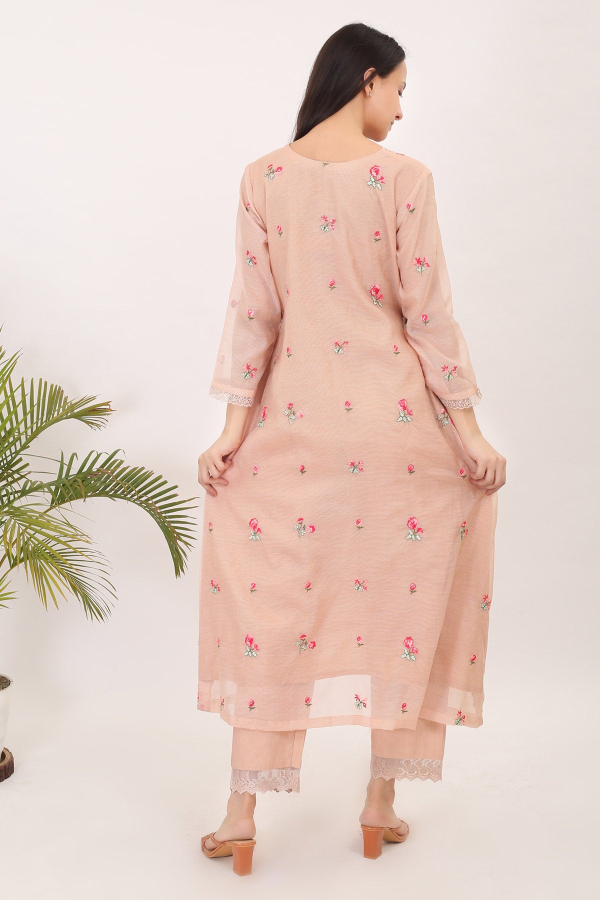 Light Pink Embroidered Kurta Set
