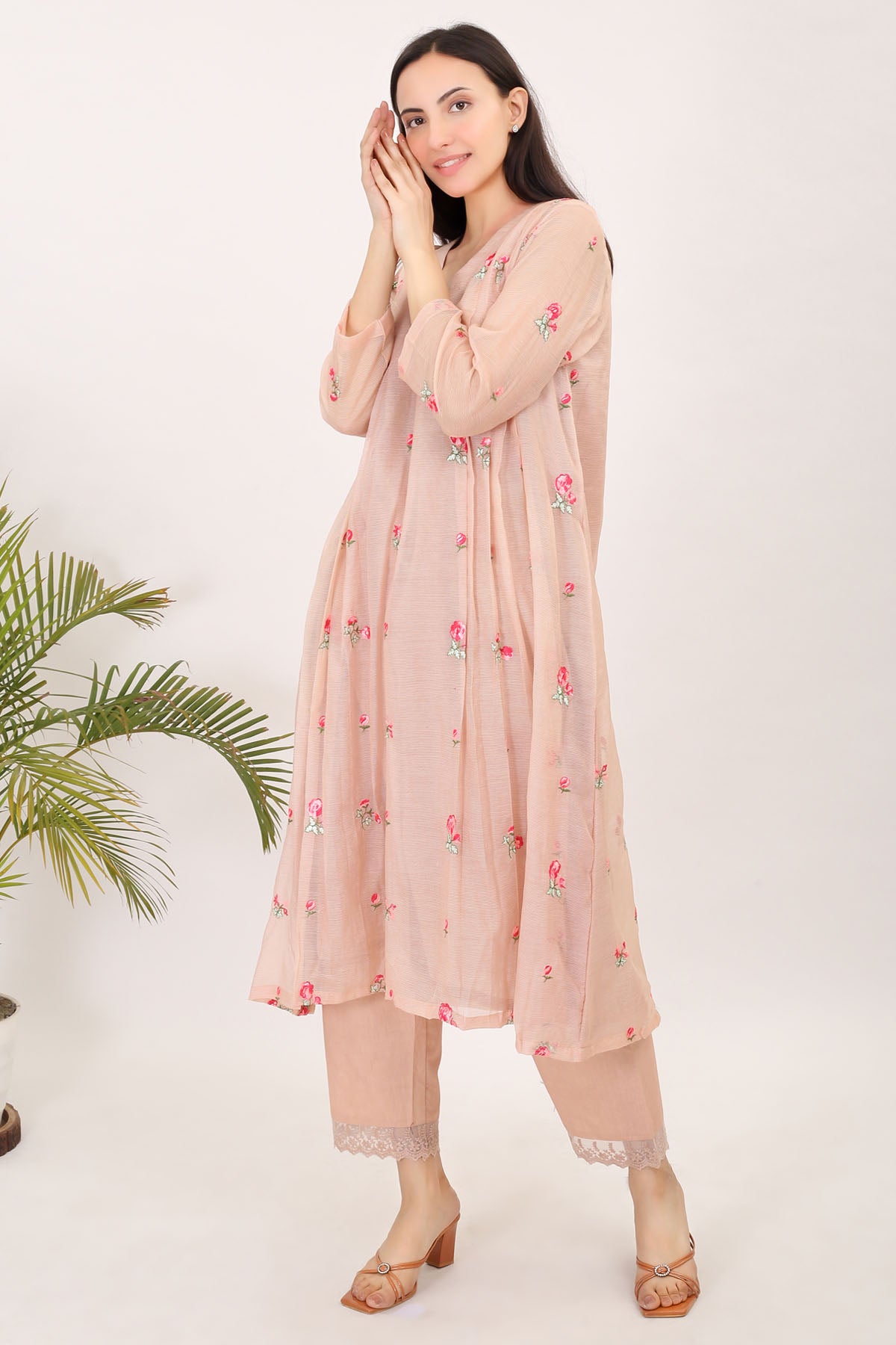 Light Pink Embroidered Kurta Set