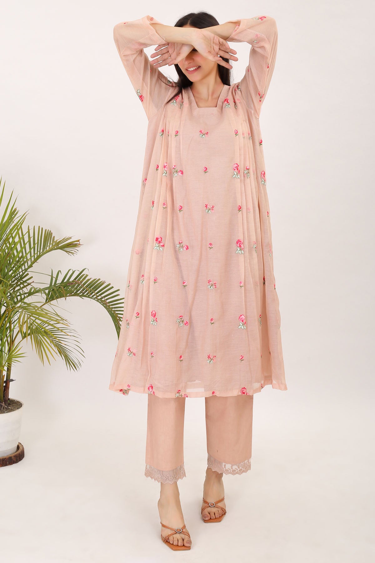 Light Pink Embroidered Kurta Set