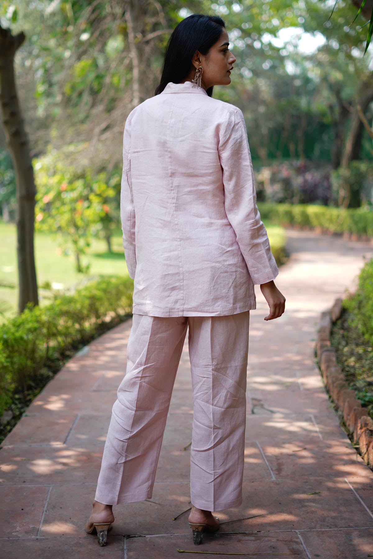 Light Pink Linen Straight Pants