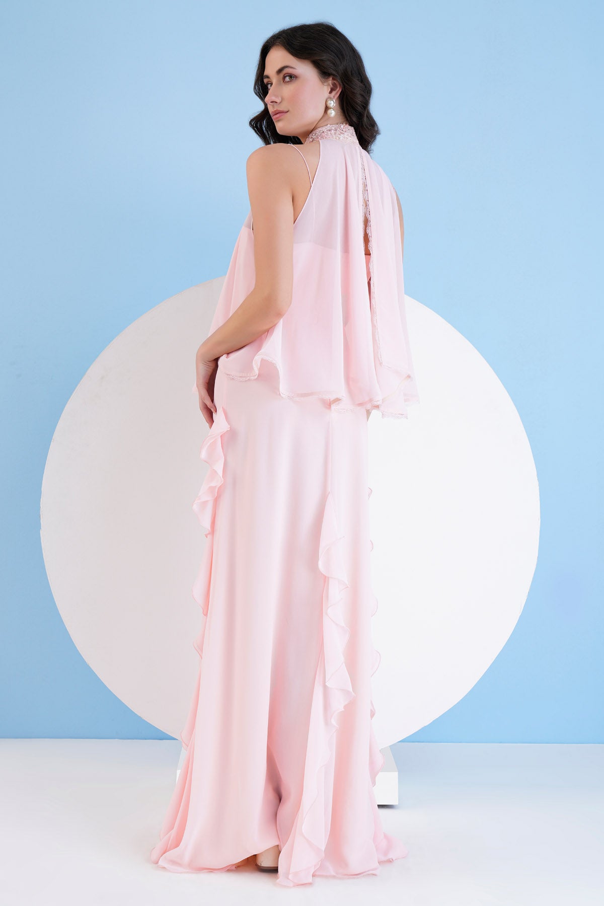 Light Pink Long Dress & Cape