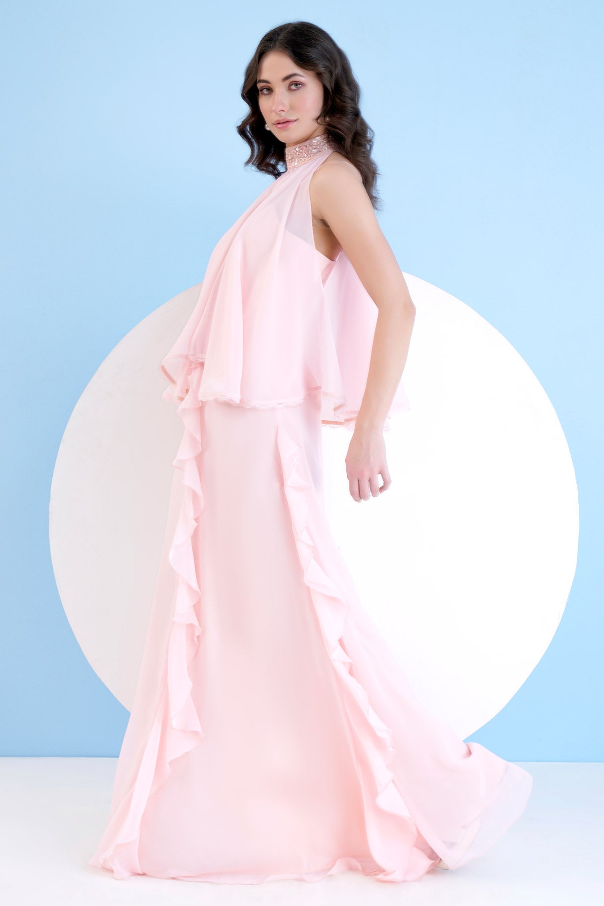 Light Pink Long Dress & Cape