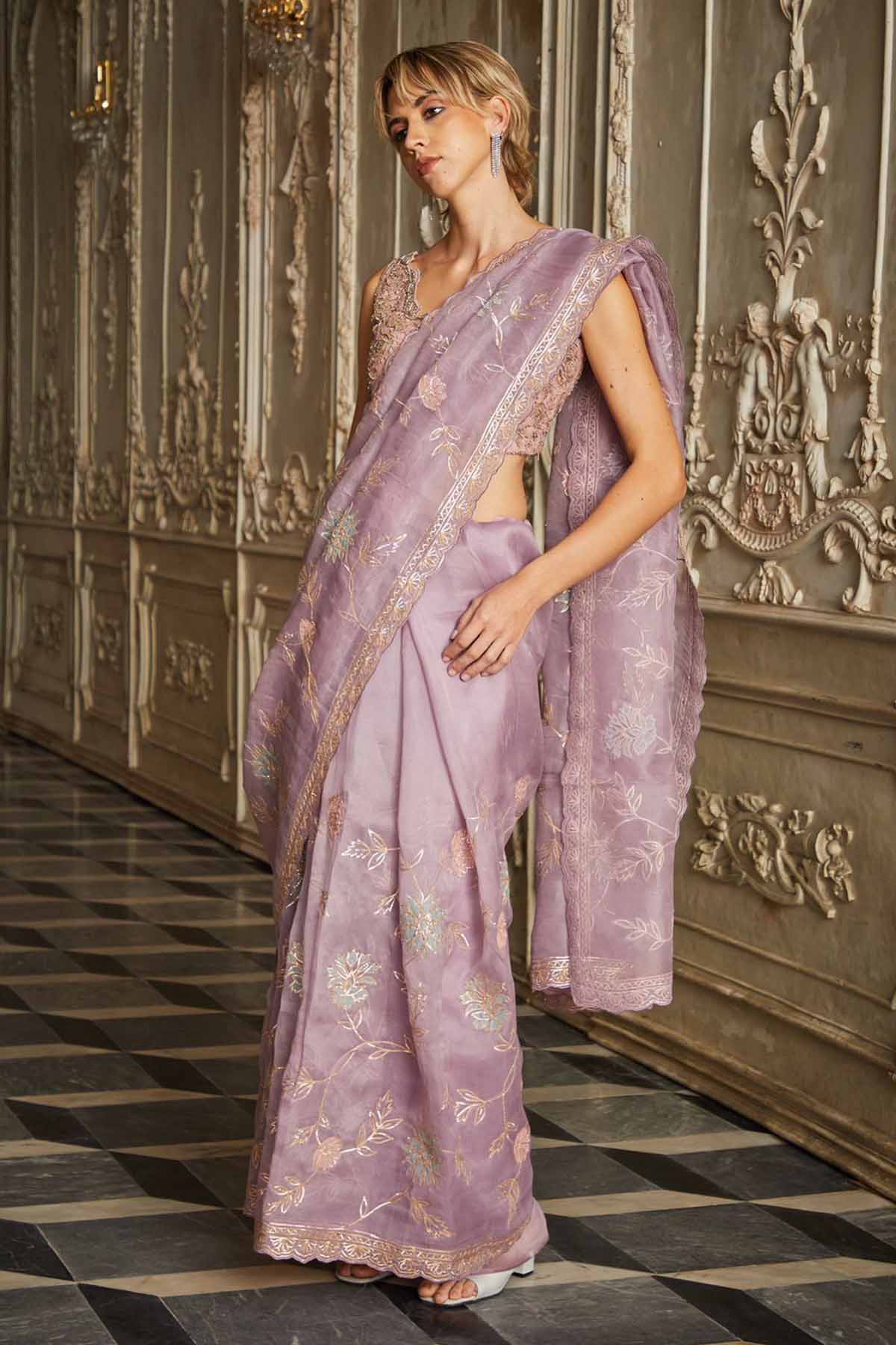 Light Purple Organza Saree