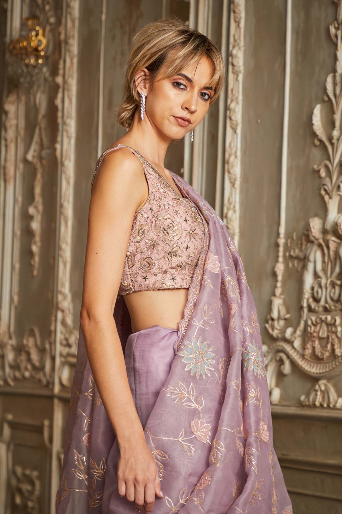 Light Purple Organza Saree