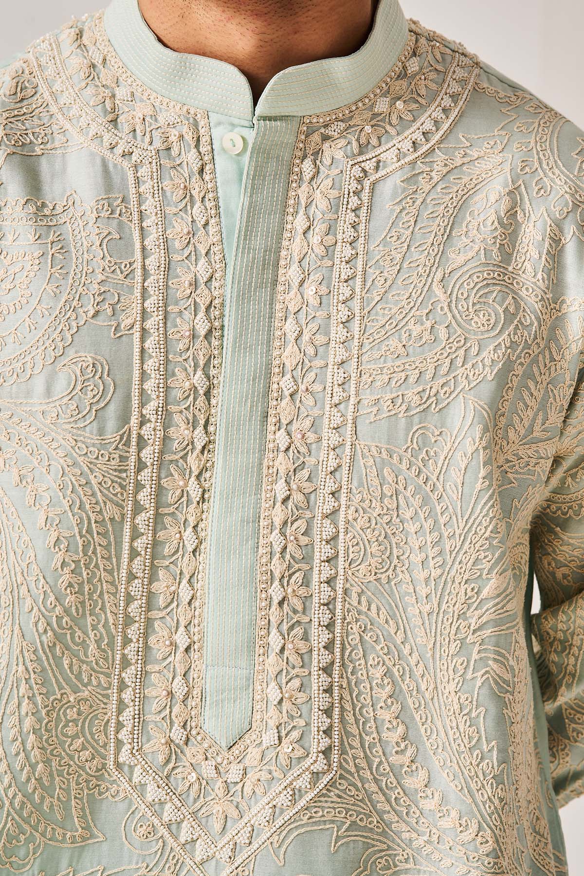 Light Aqua Sequins Kurta Set