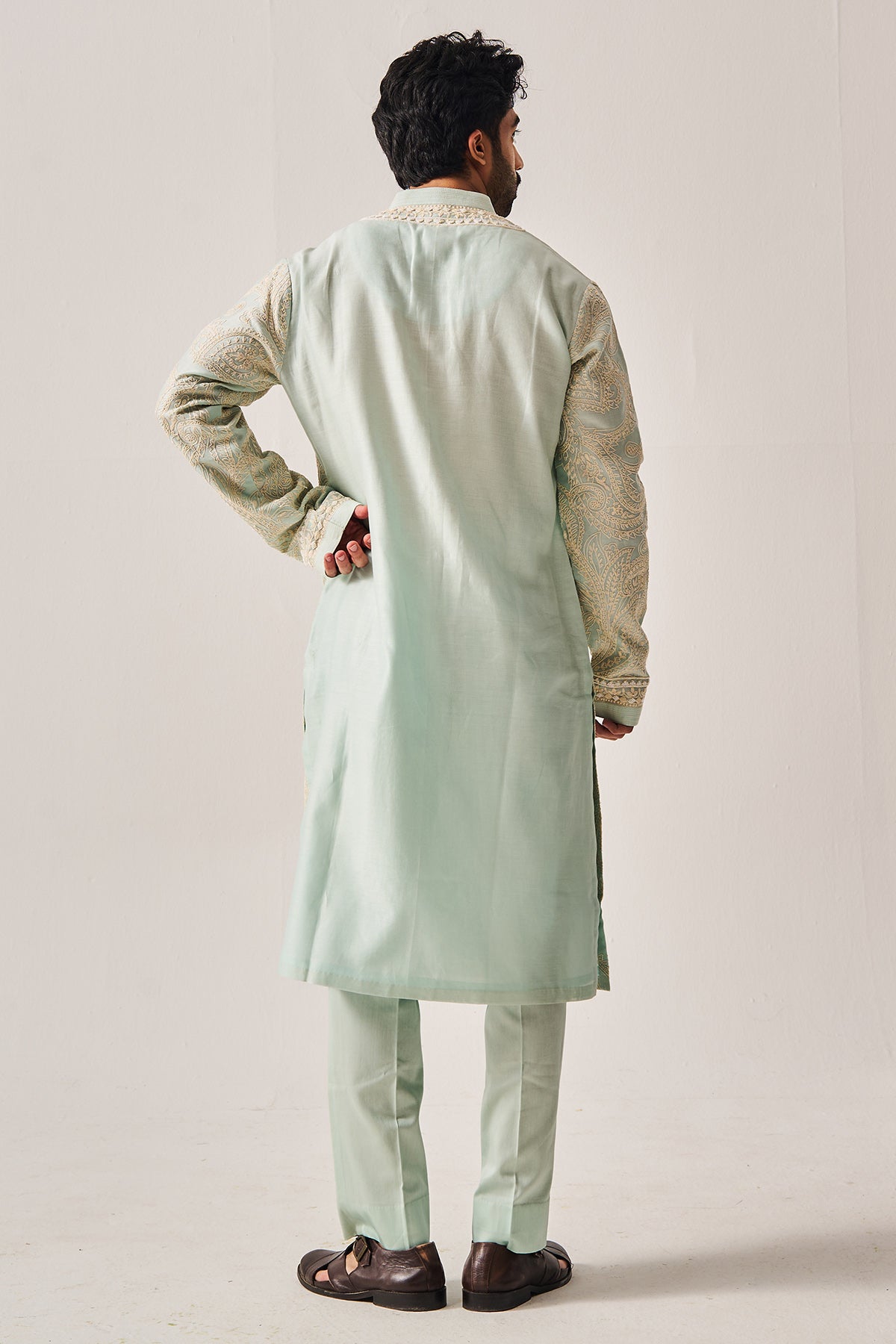 Light Aqua Sequins Kurta Set
