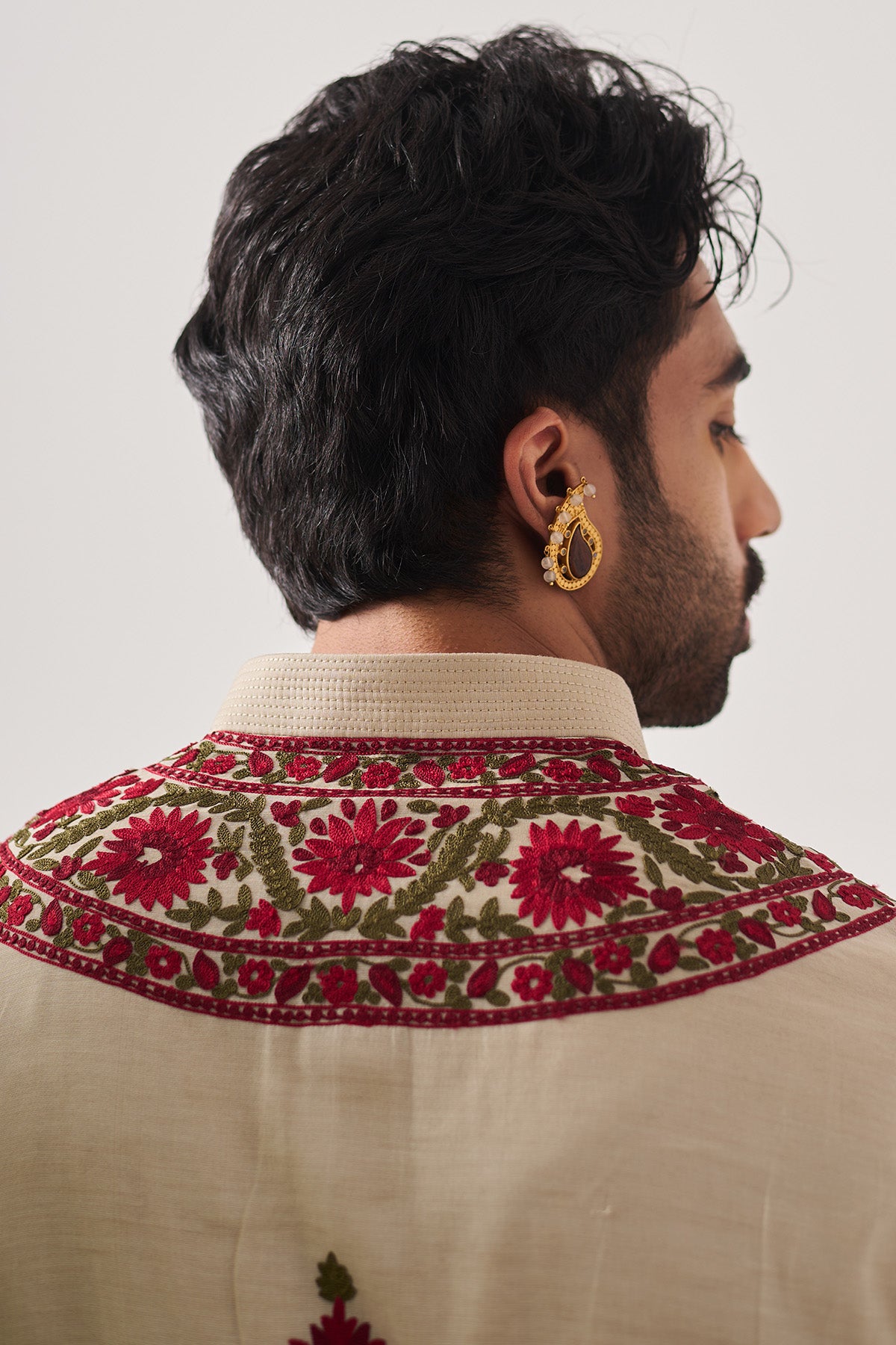 Light Beige Handloom Kurta Set