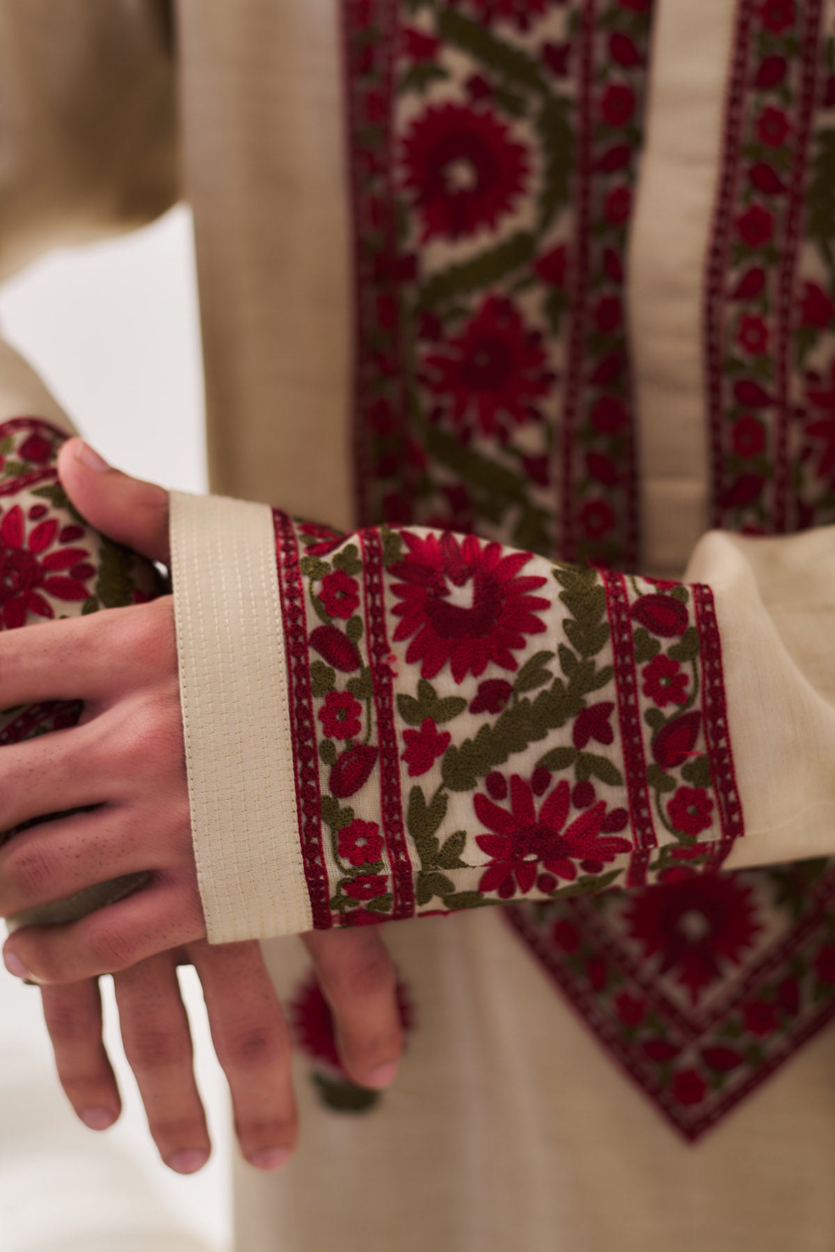 Light Beige Handloom Kurta Set