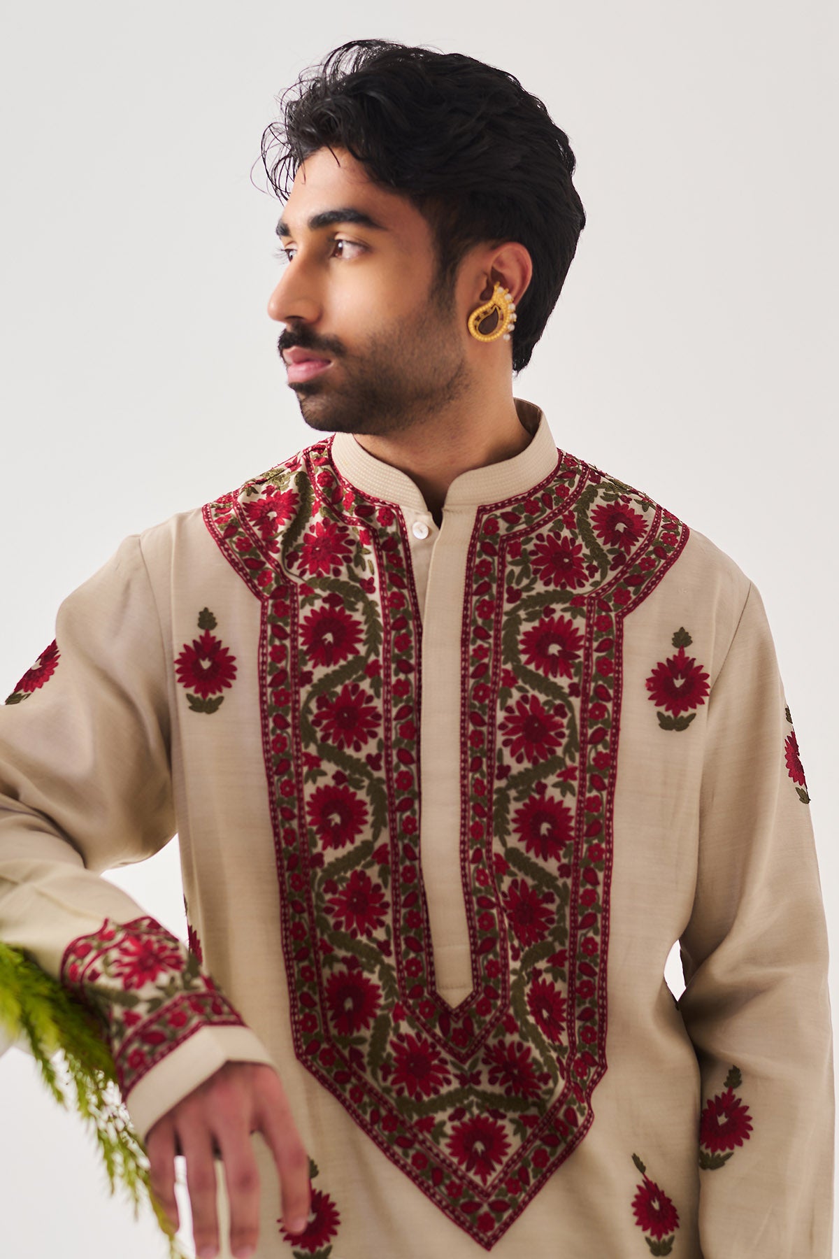 Light Beige Handloom Kurta Set