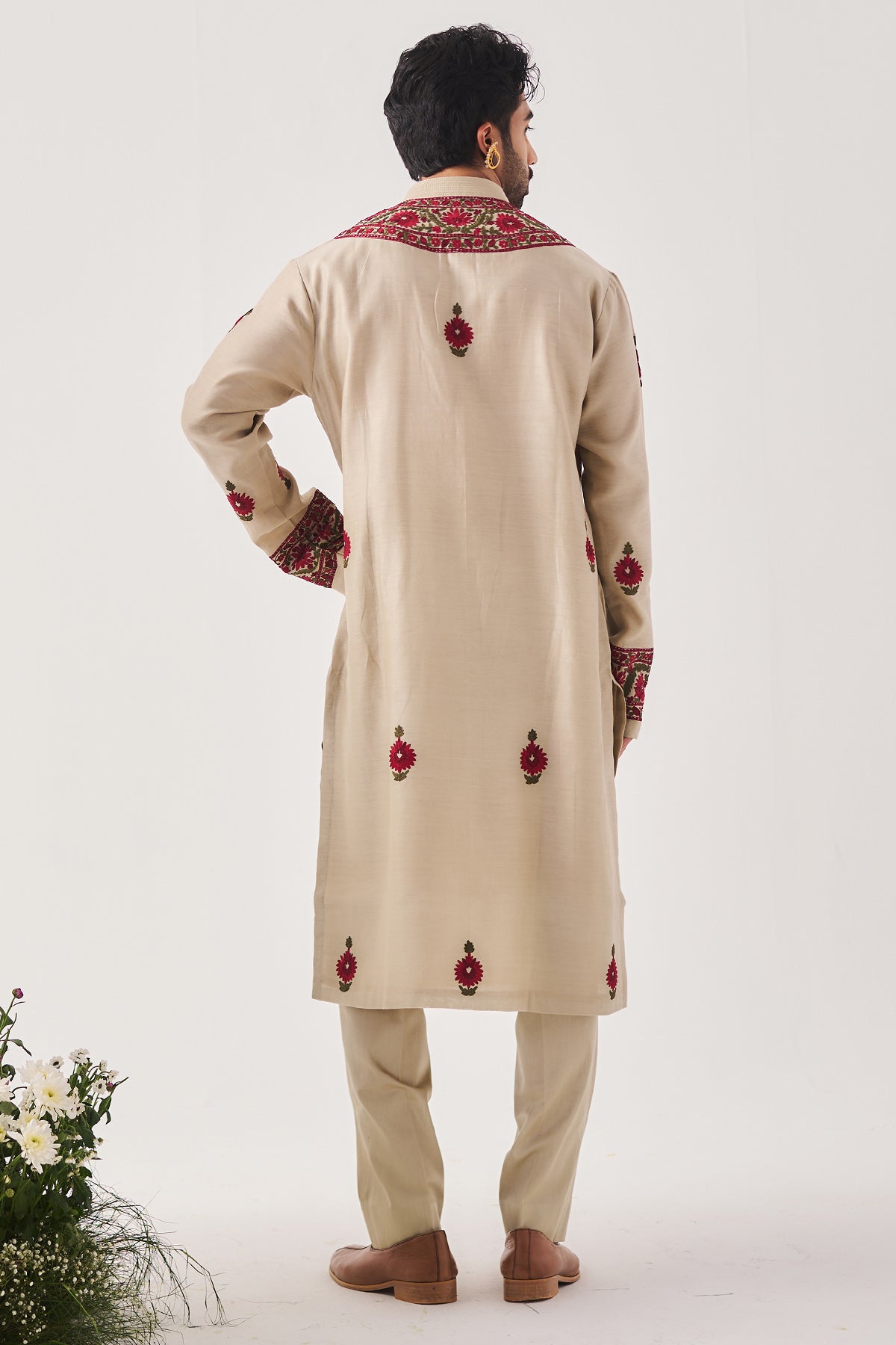 Light Beige Handloom Kurta Set