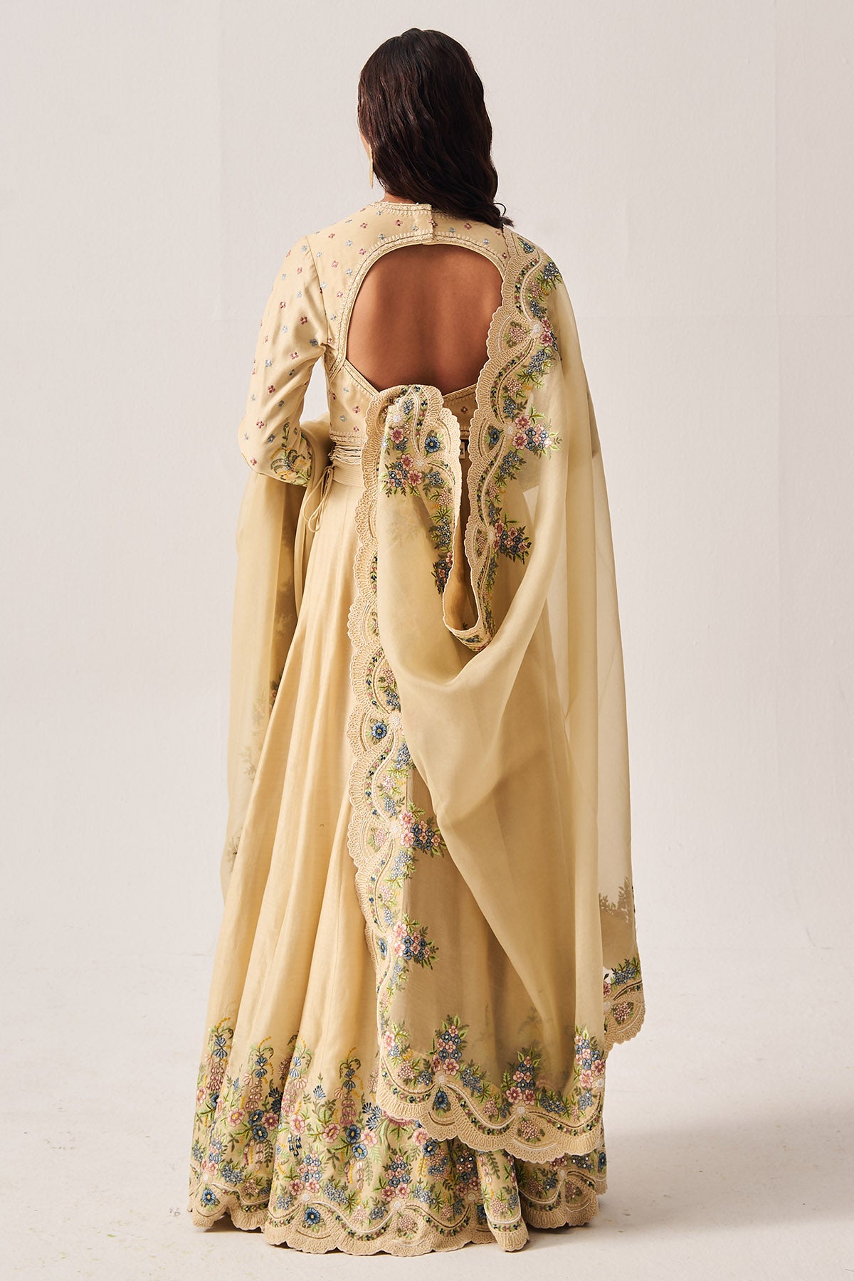 Light Beige Silk Lehenga Set
