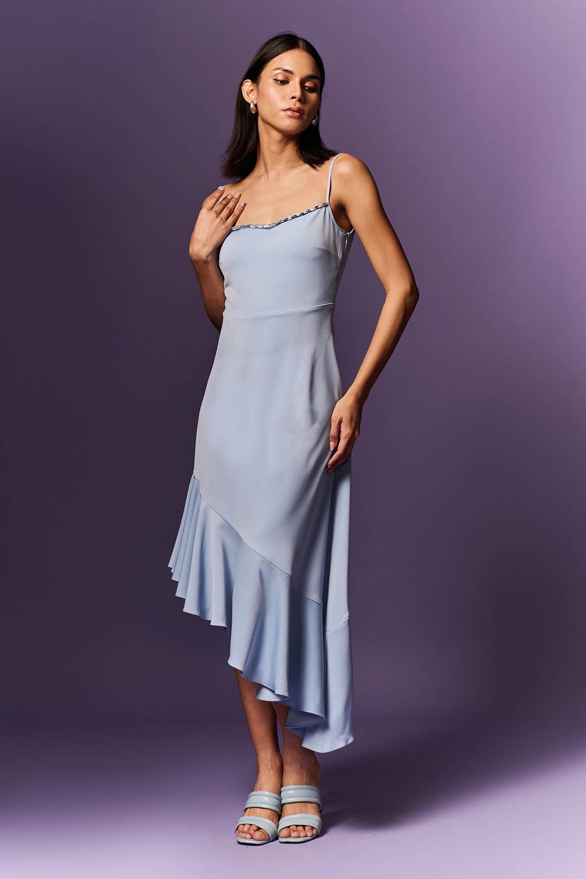 Buy Light Blue Asymmetrical Dress by Emblaze at ScrollnShops Buy Light Blue Asymmetrical Dress by Emblaze at ScrollnShops