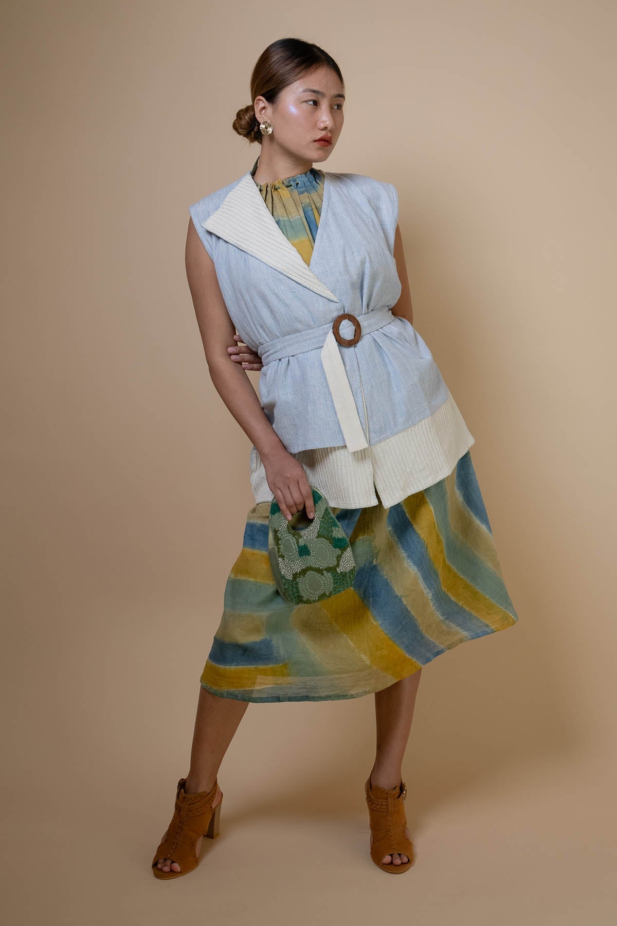 Buy Light Blue Asymmetrical Jacket by Lafaani for women online at ScrollnShops