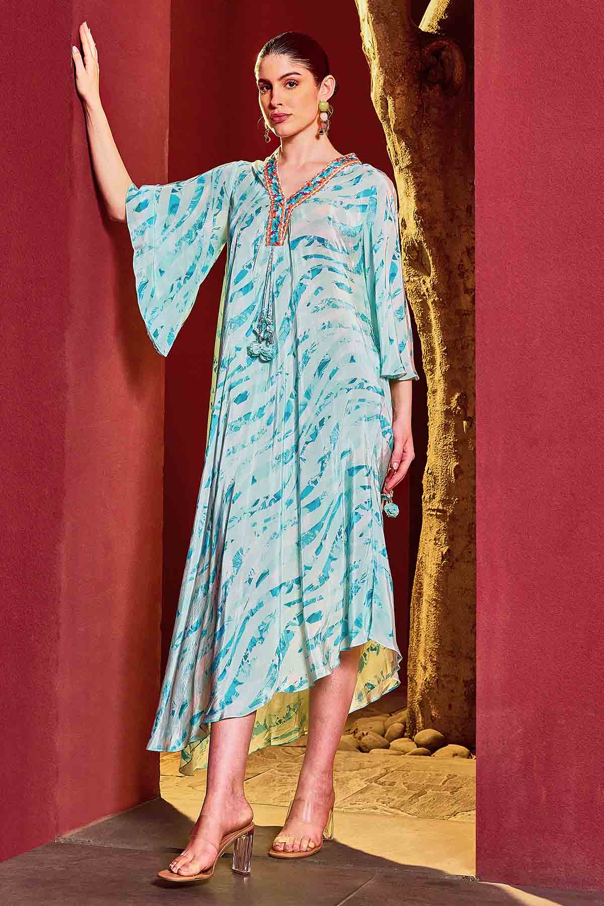 Light Blue Asymmetrical Kaftan