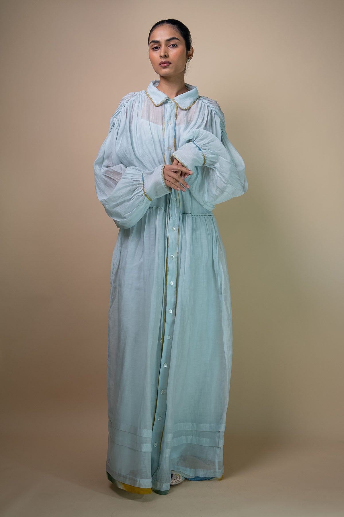 Light Blue Chanderi Maxi Dress