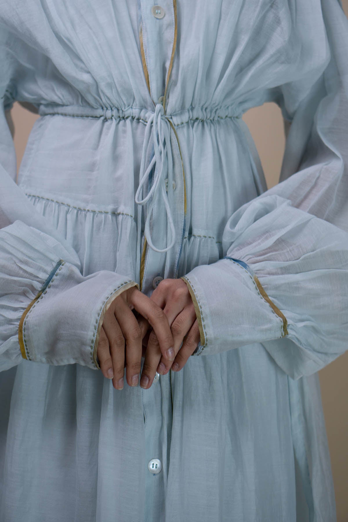 Light Blue Chanderi Maxi Dress