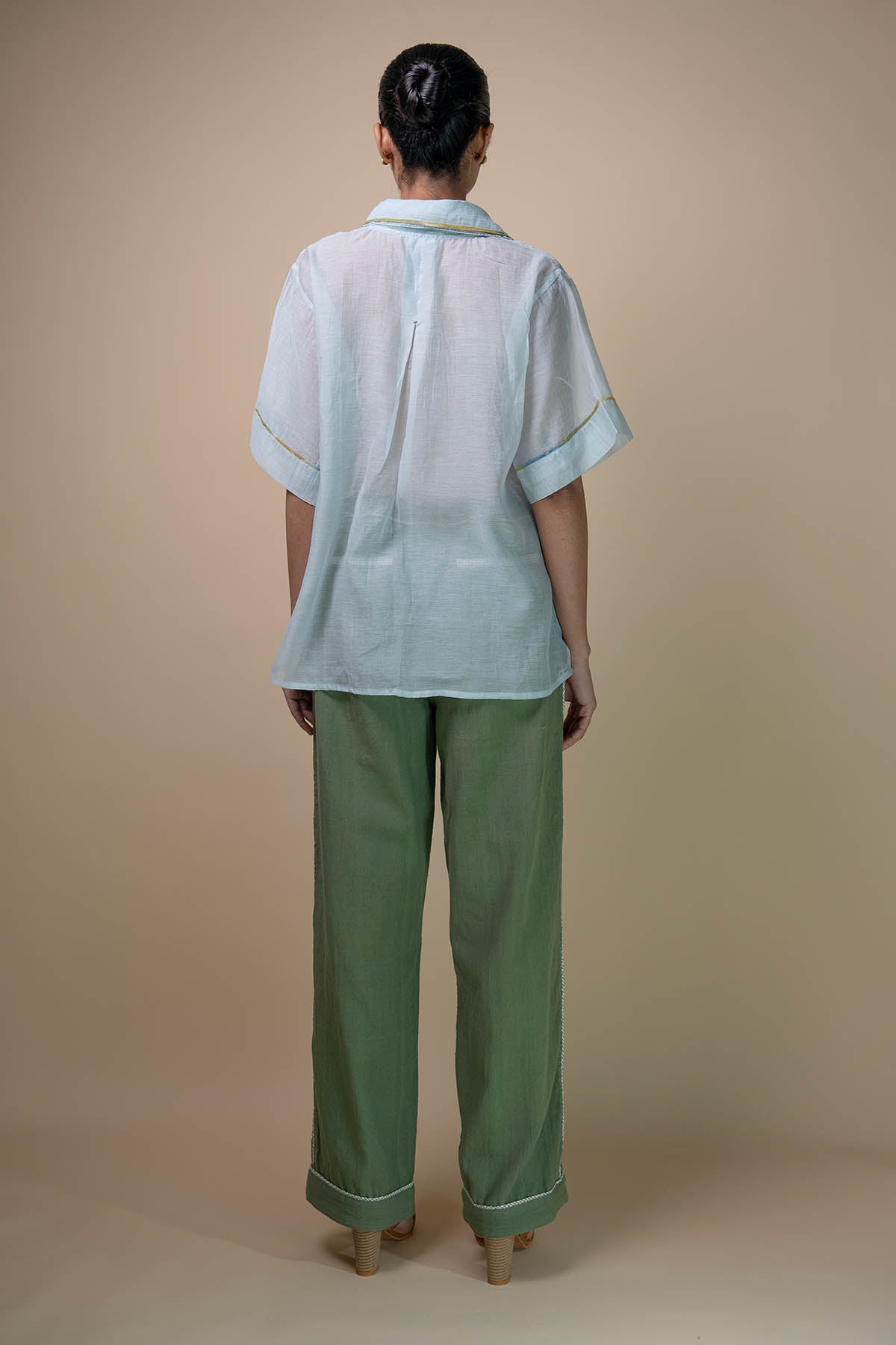 Light Blue Chanderi Pocket Shirt