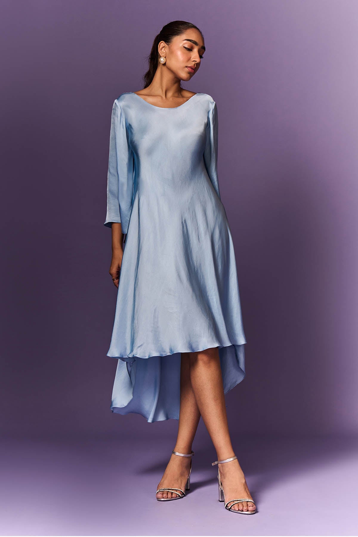 Buy Light Blue High-Low A Line Dress by Emblaze for women online at ScrollnShops