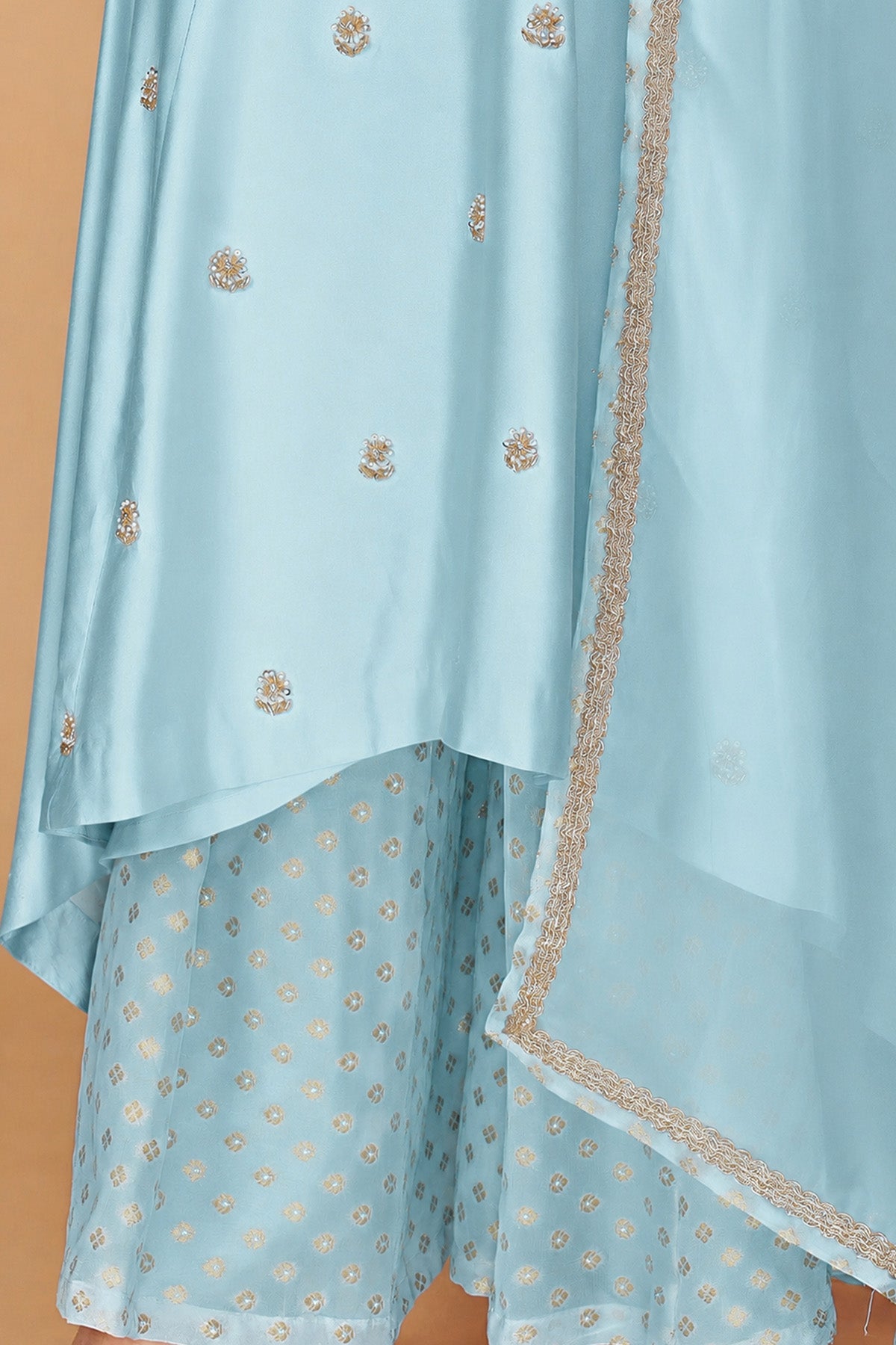 Light Blue Katan Silk Kurta Set