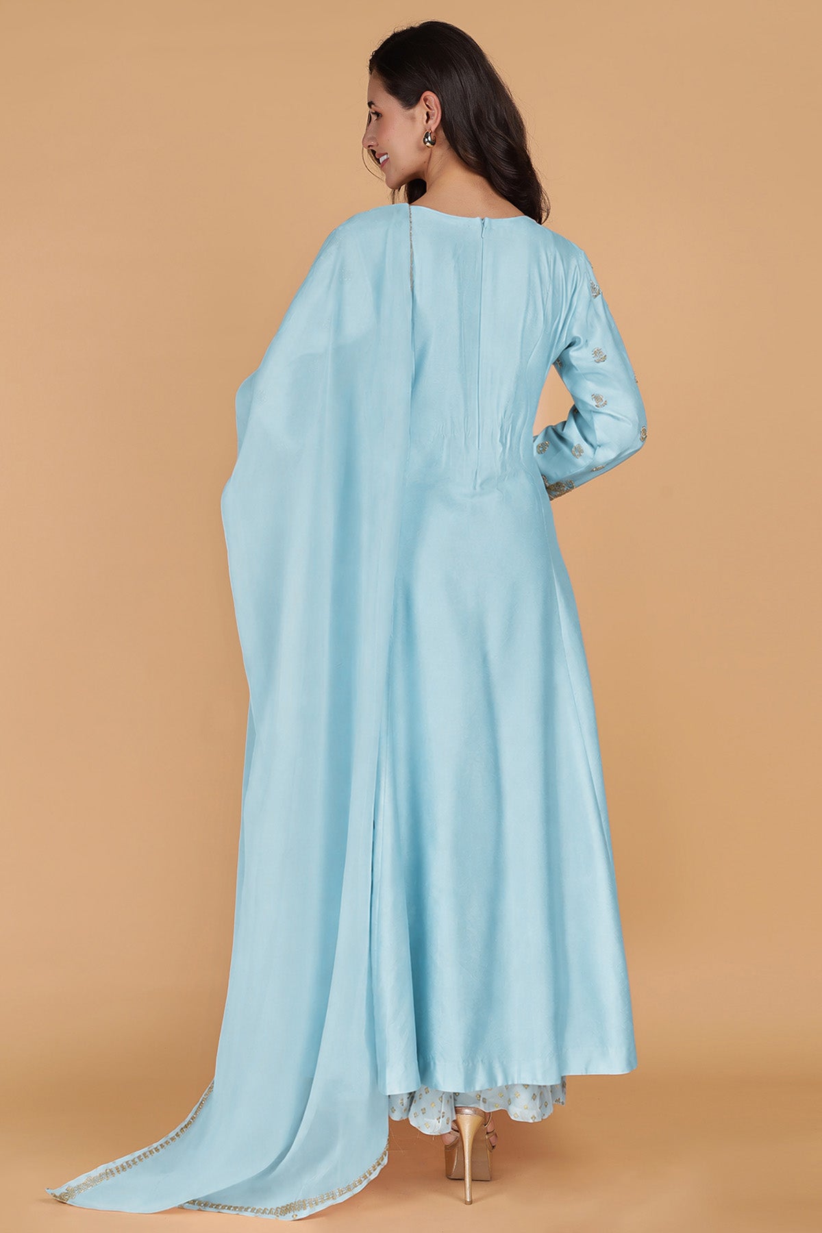 Light Blue Katan Silk Kurta Set