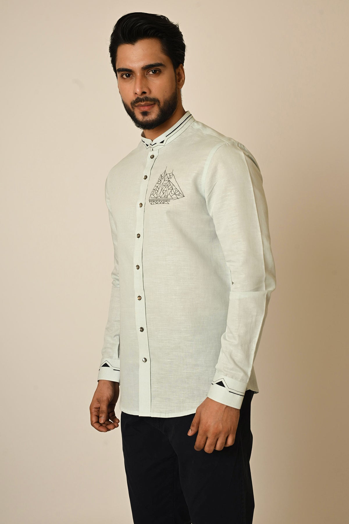 Light Blue Linen Thread Shirt