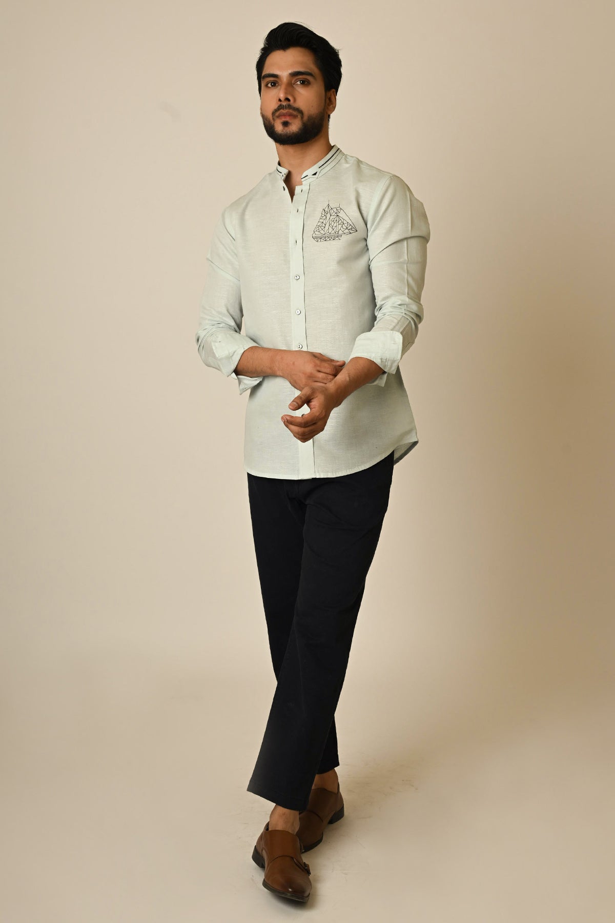 Light Blue Linen Thread Shirt