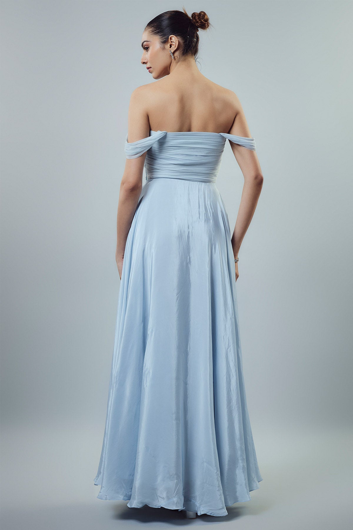 Light Blue Off Shoulder Gown