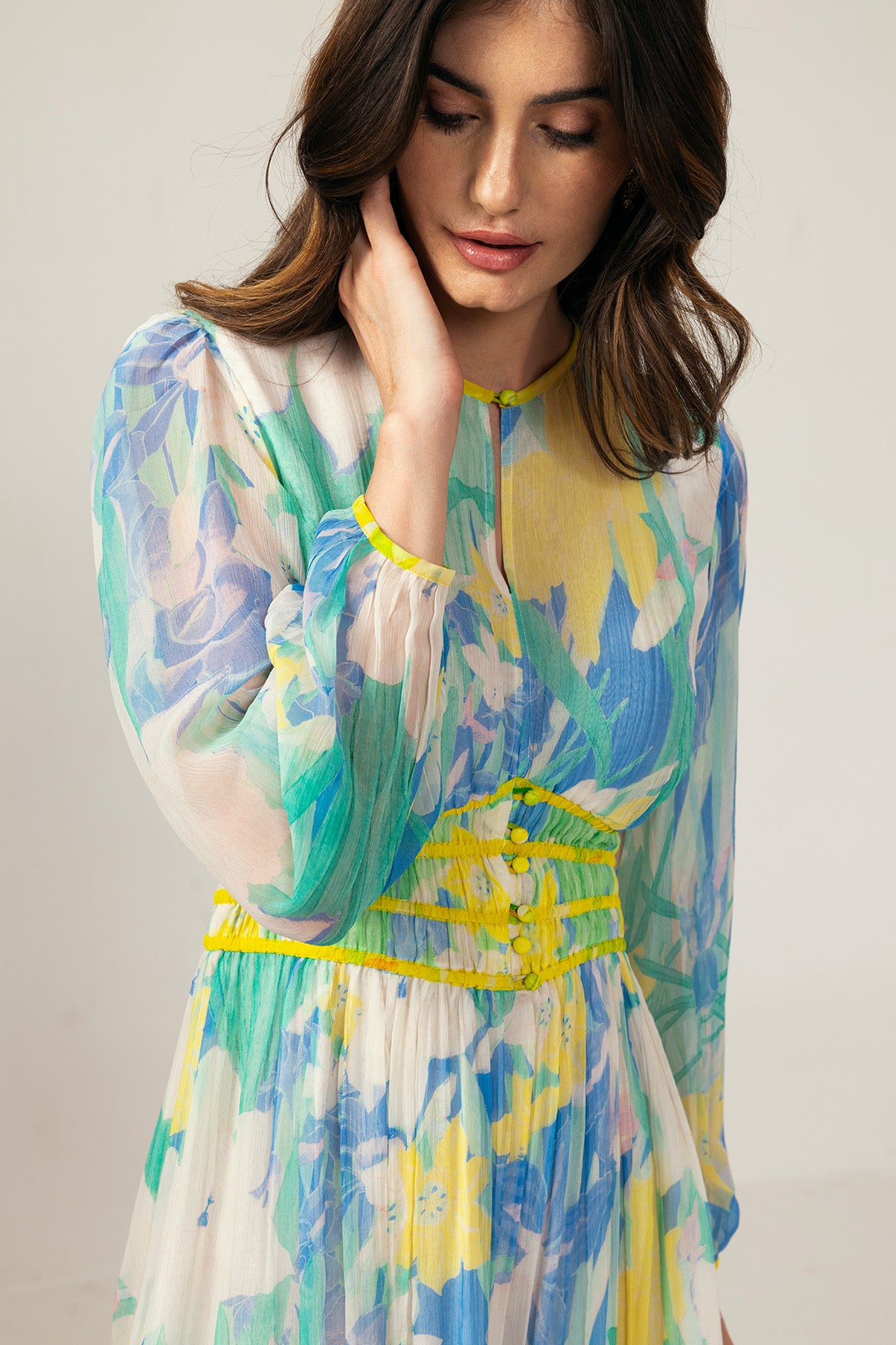 Light Blue Printed Mini Dress