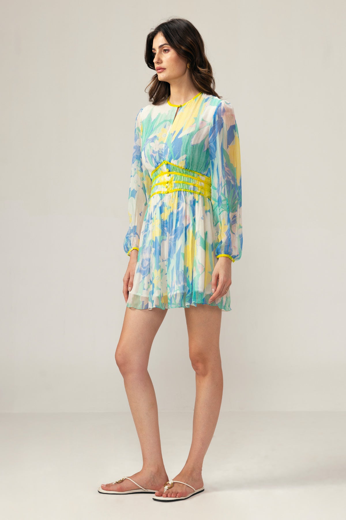 Light Blue Printed Mini Dress