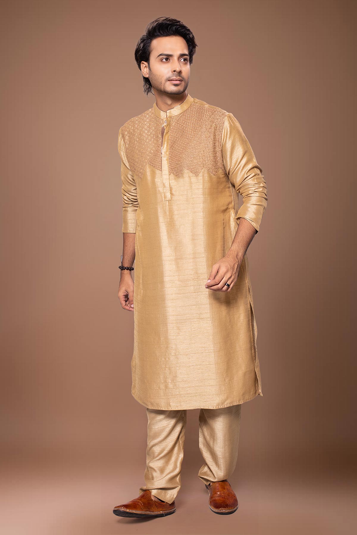 Light Brown Silk Kurta & Pants