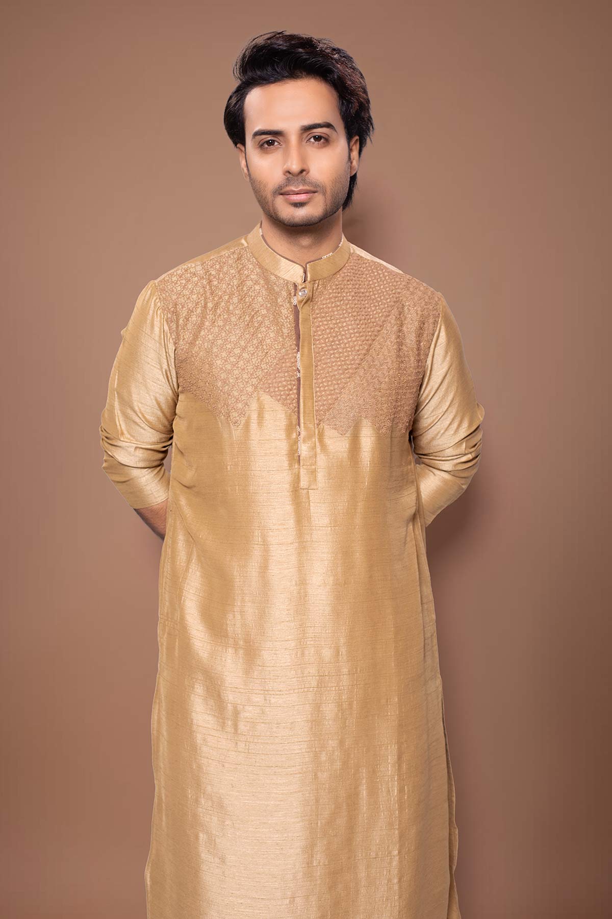 Light Brown Silk Kurta & Pants