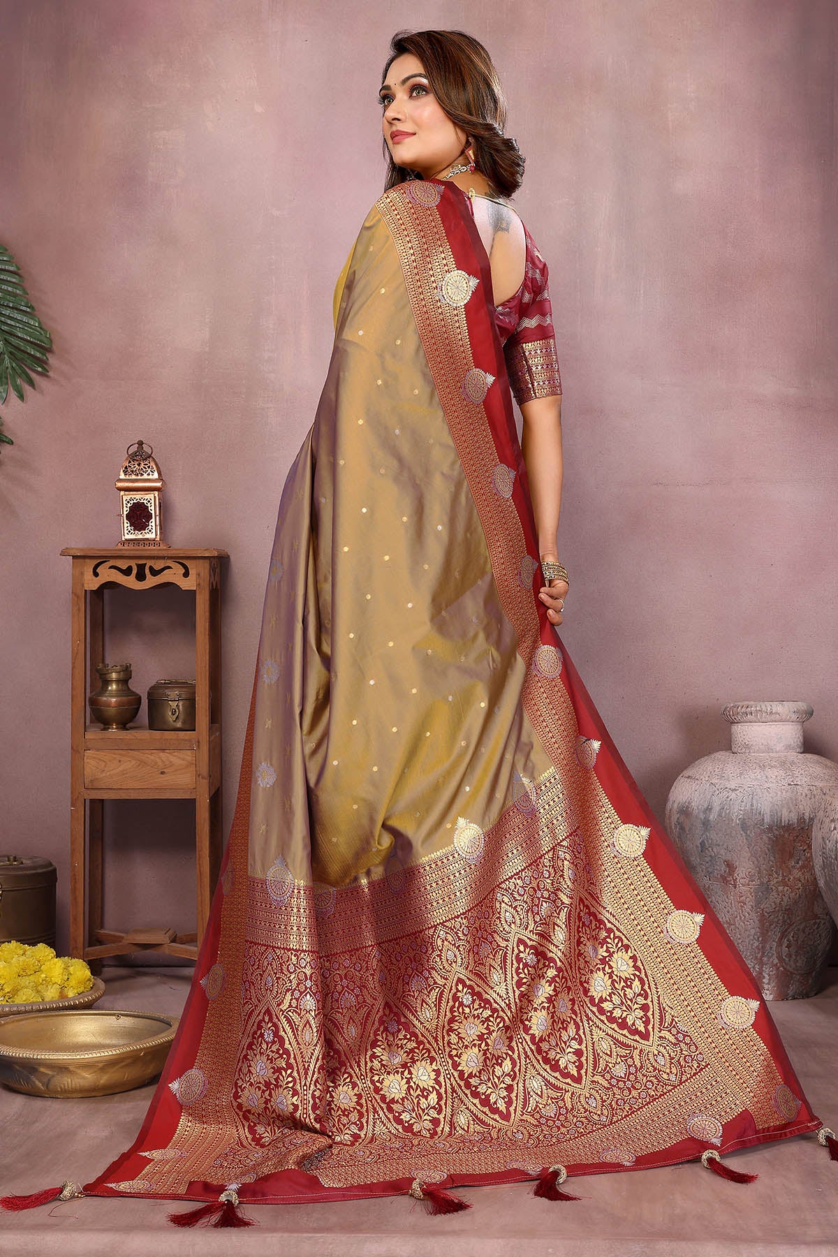 Light Brown Silk Weaving Saree