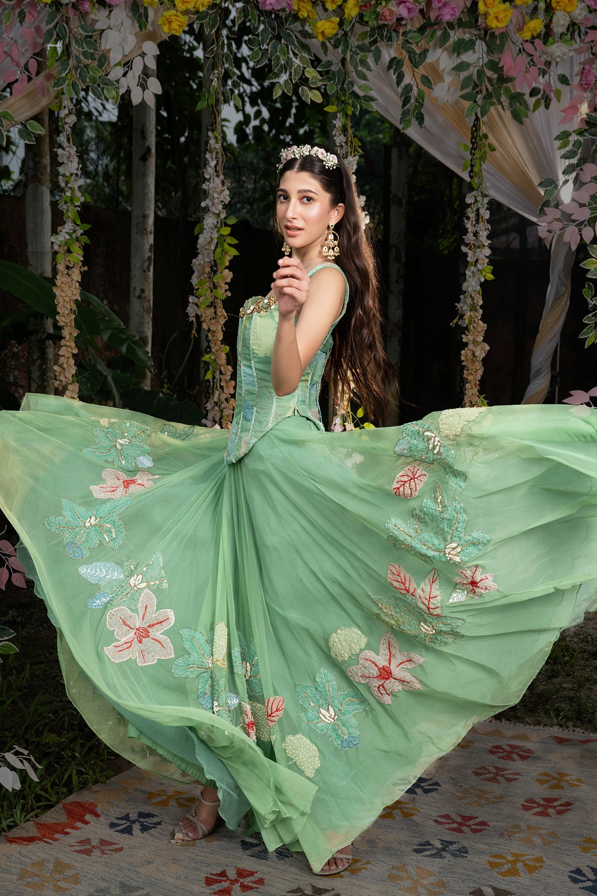 Light Green Corset Lehenga Set