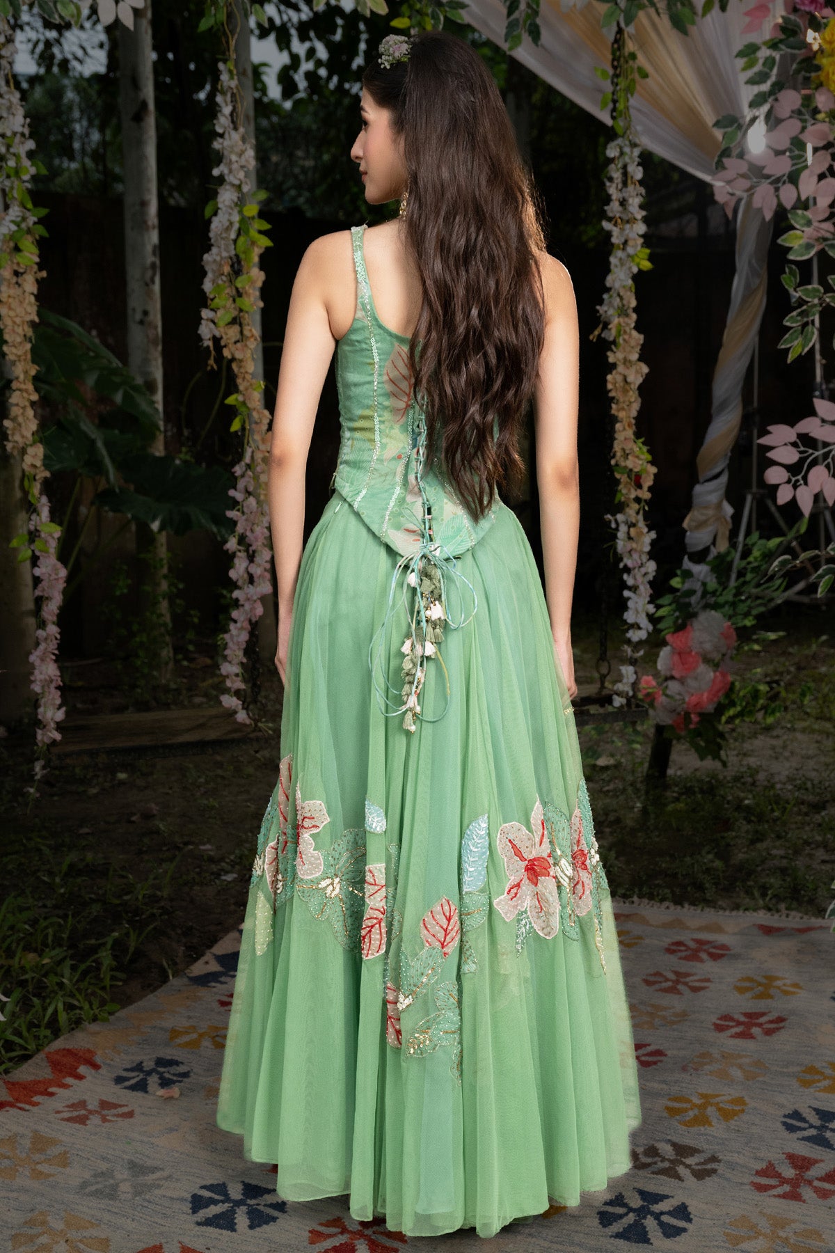 Light Green Corset Lehenga Set