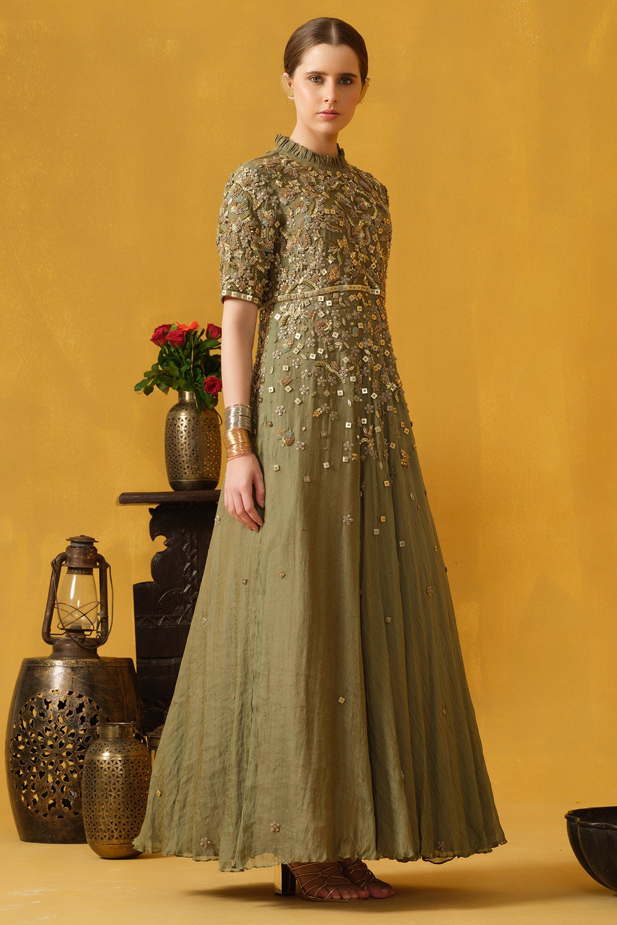 Light Green Embellished Gown