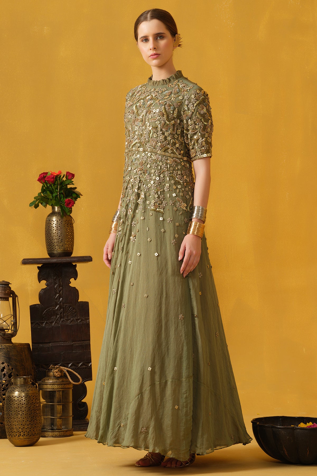 Light Green Embellished Gown