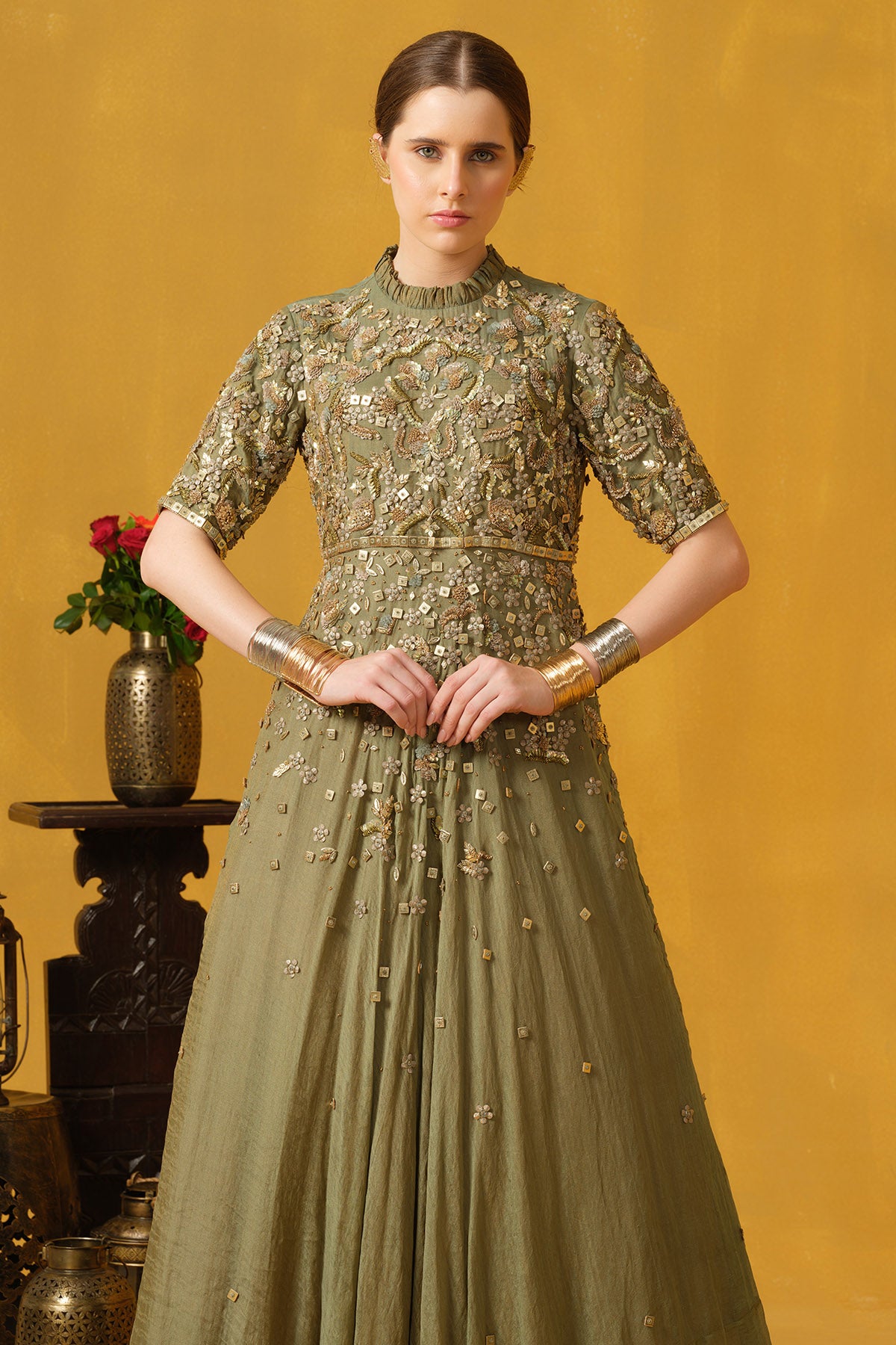 Light Green Embellished Gown