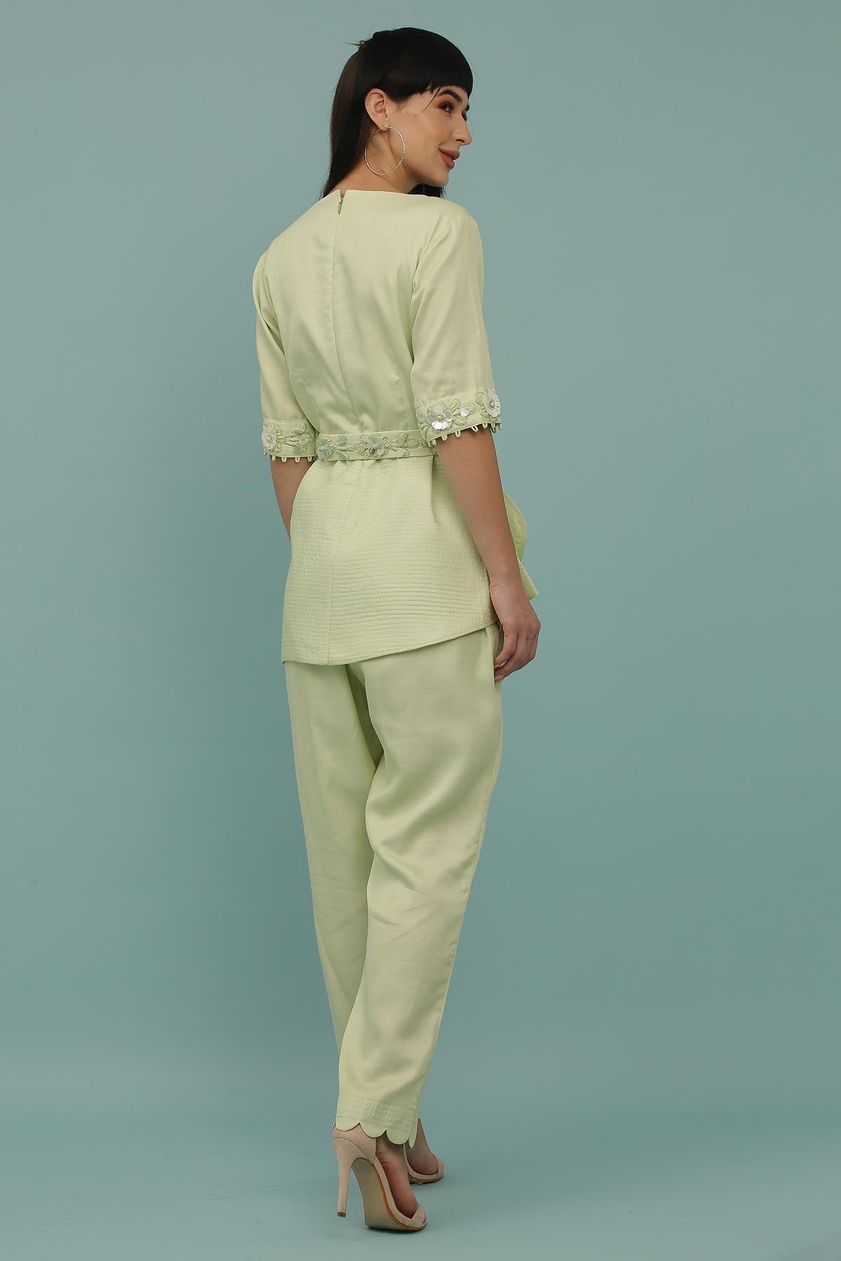 Light Green Pleated Top & Pants