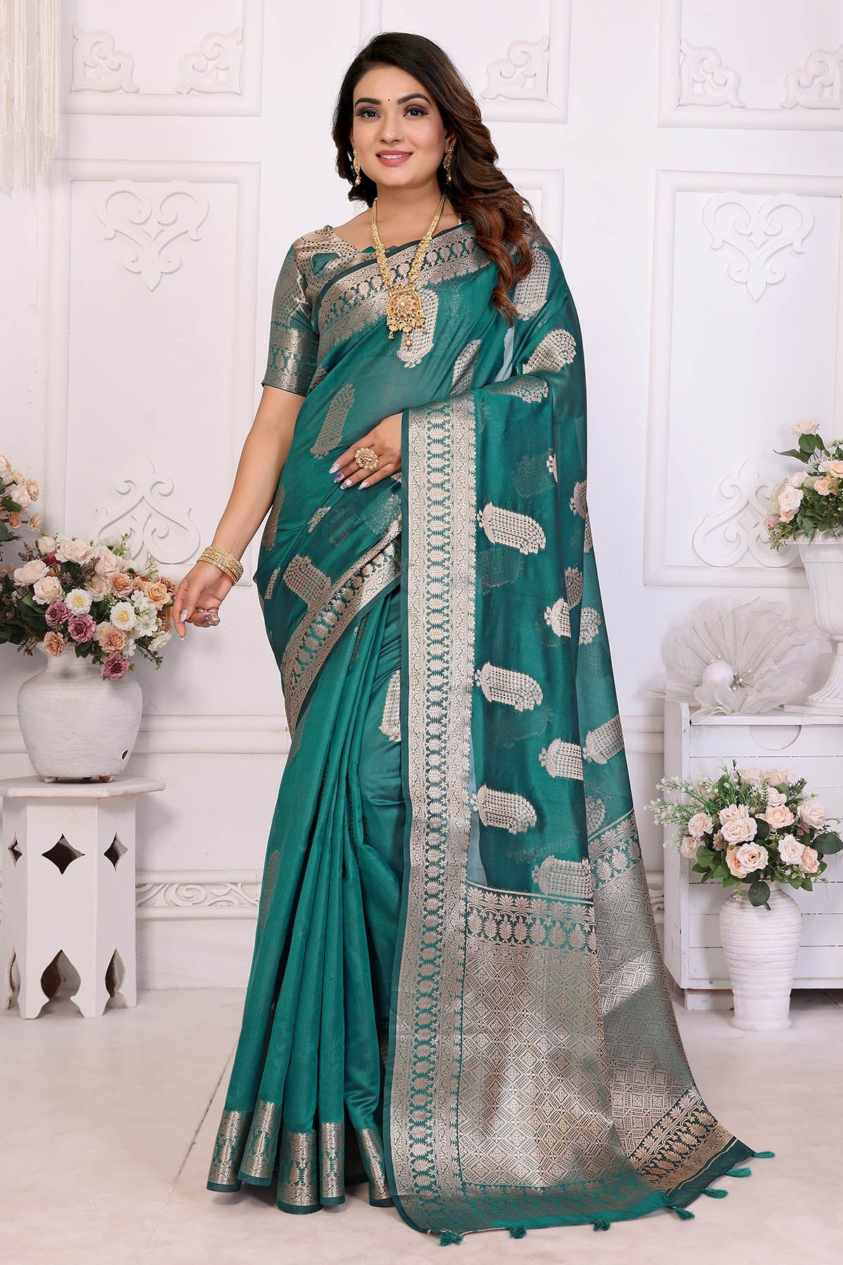 Buy Light Green Soft Green Saree for women by Aastha Fashion online available at scrollnshops