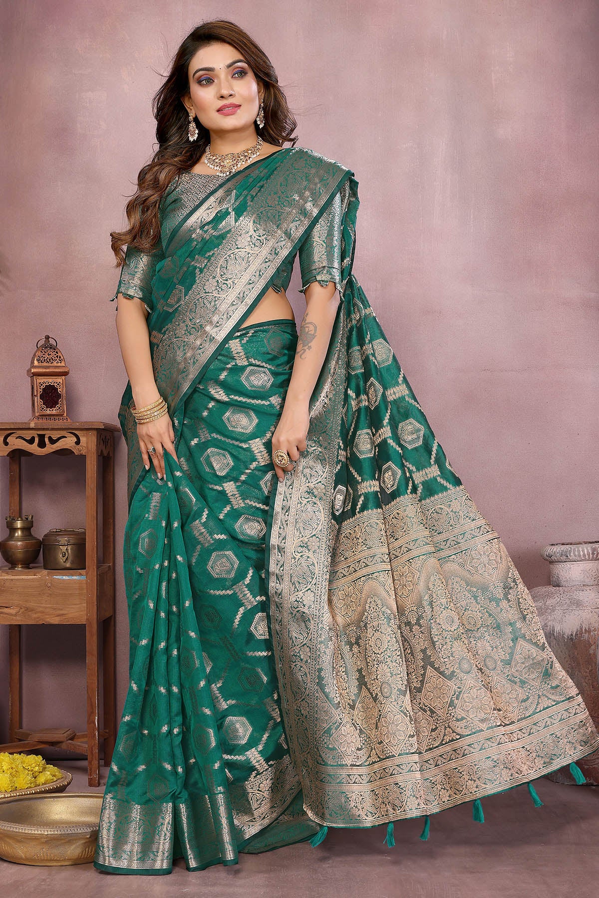 Light Green Soft Organza Saree