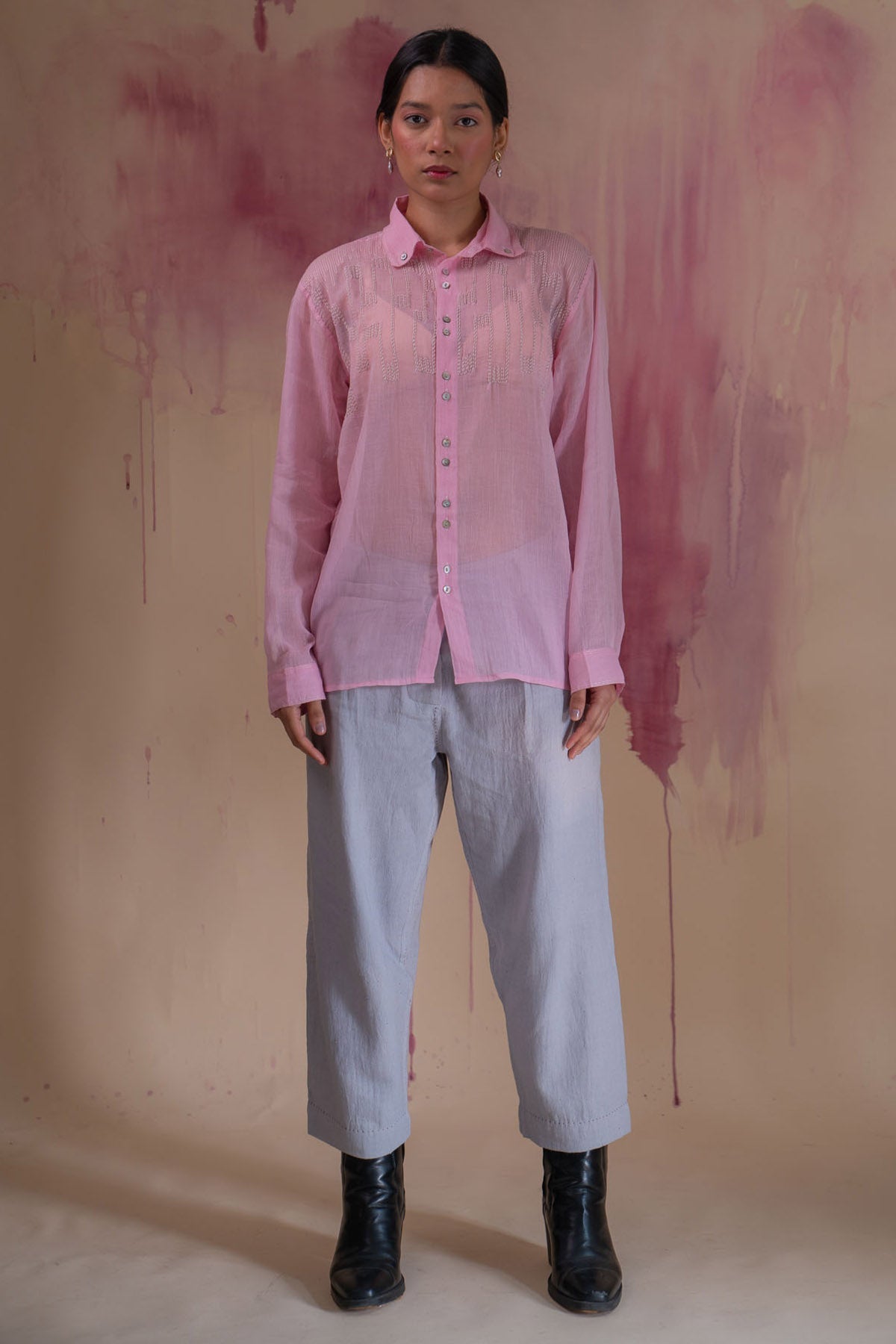 Buy Designer Light Grey Cotton Straight Pants By Lafaani