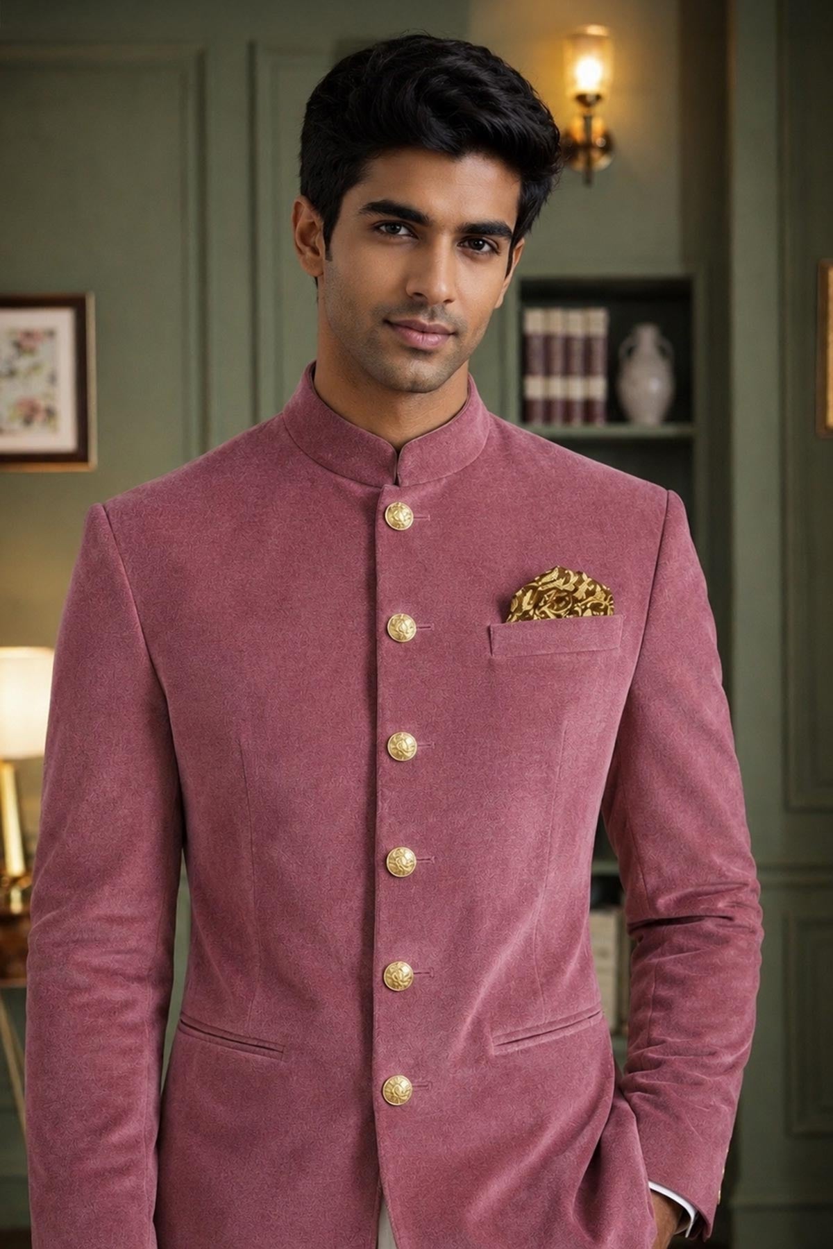 Buy Light Onion Velvet Jodhpuri  for men by Aastha Fashion online available at scrollnshops