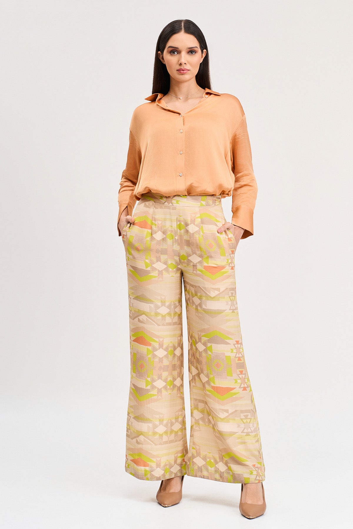 Light Orange Full Sleeves Shirt