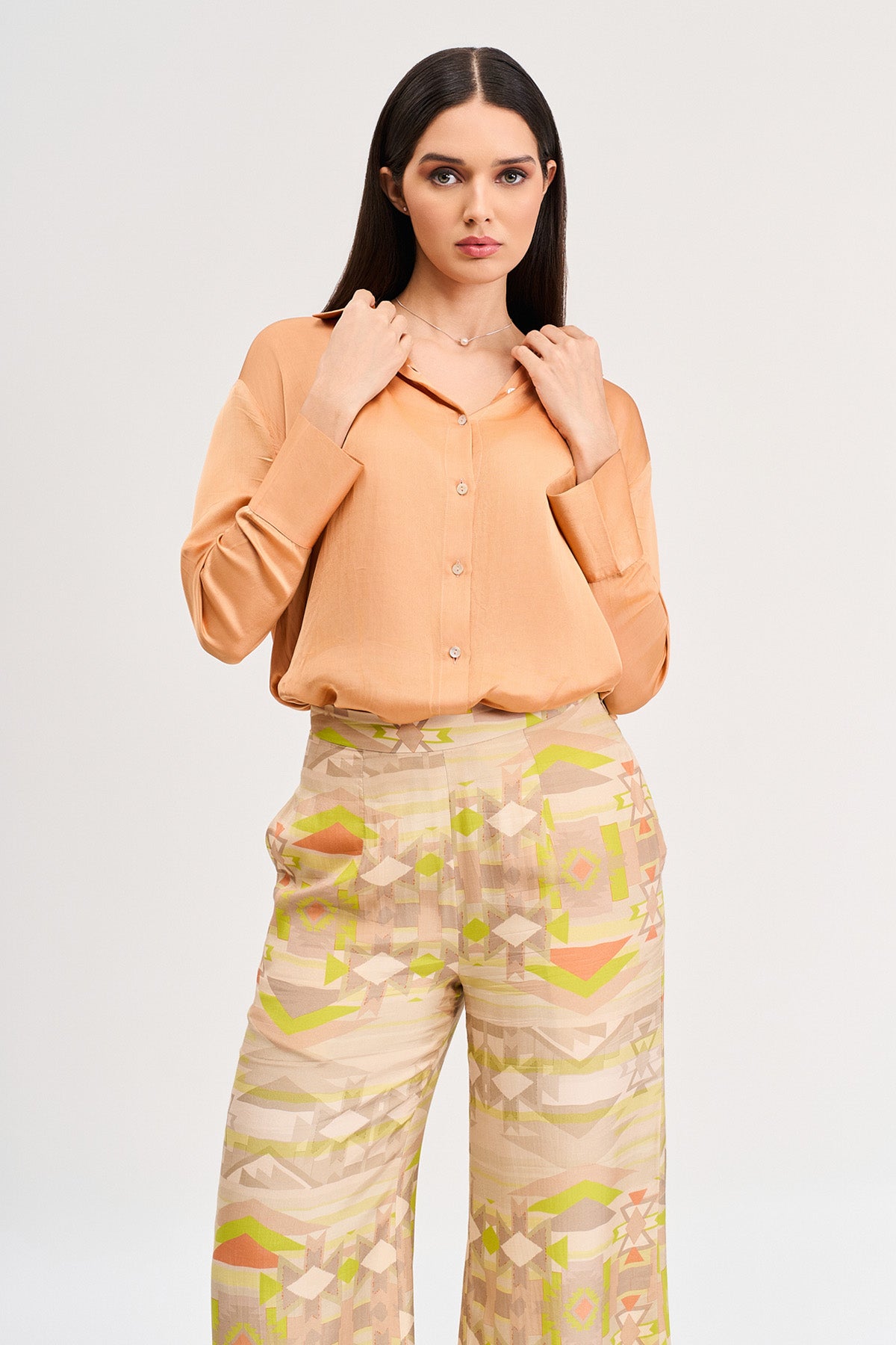 Buy Light Orange Full Sleeves Shirt by Koswi for women online at ScrollnShops