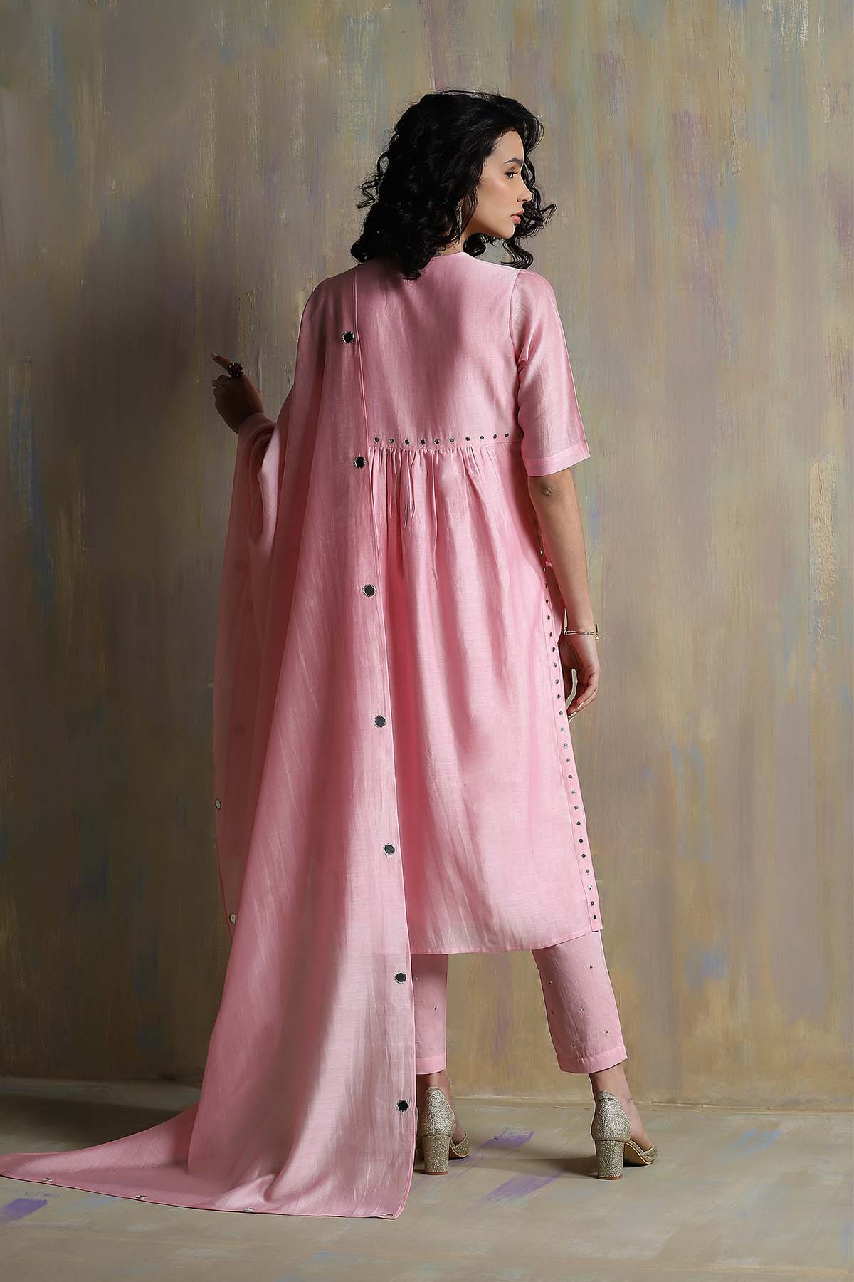 Light Pink Chanderi Kurta Set